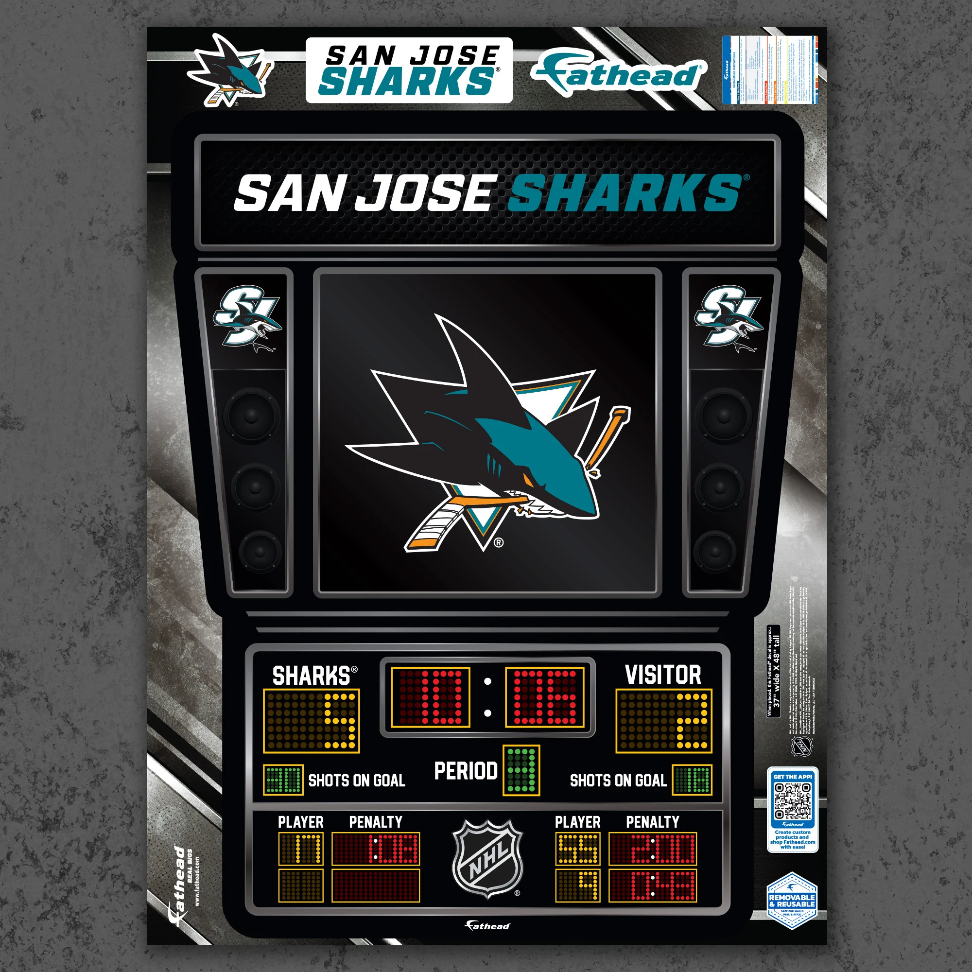 San Jose Sharks - RealBig Scoreboard Collection - Official NHL - Reusable Vinyl Wall Decals - Image 5