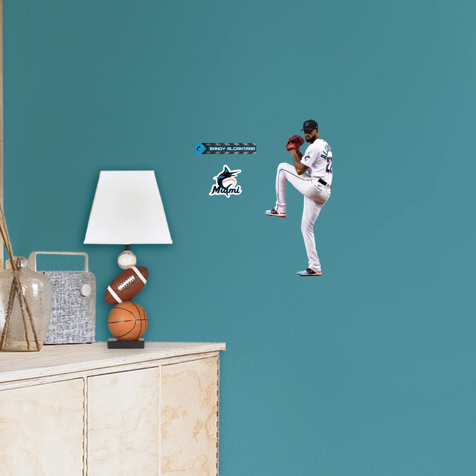 Sandy Alcantara - RealBig Collection - Official MLB - Miami Marlins - Reusable Vinyl Wall Decals #1 - Image 5