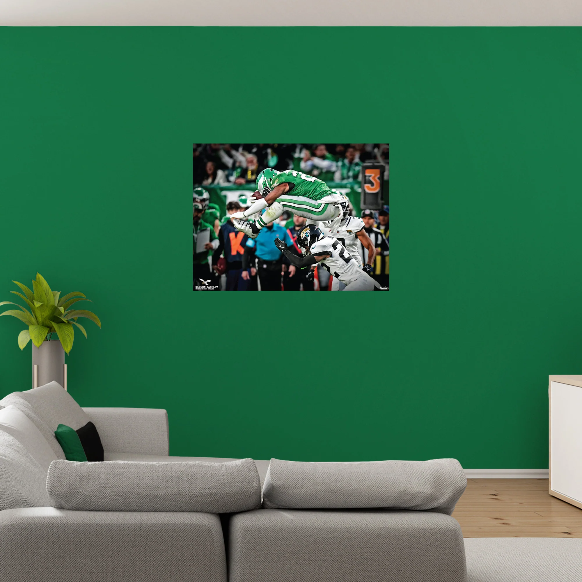 Saquon Barkley - Backward Hurdle Peel & Stick Poster - Official NFL - Philadelphia Eagles Reusable Vinyl Wall Decal - Image 3