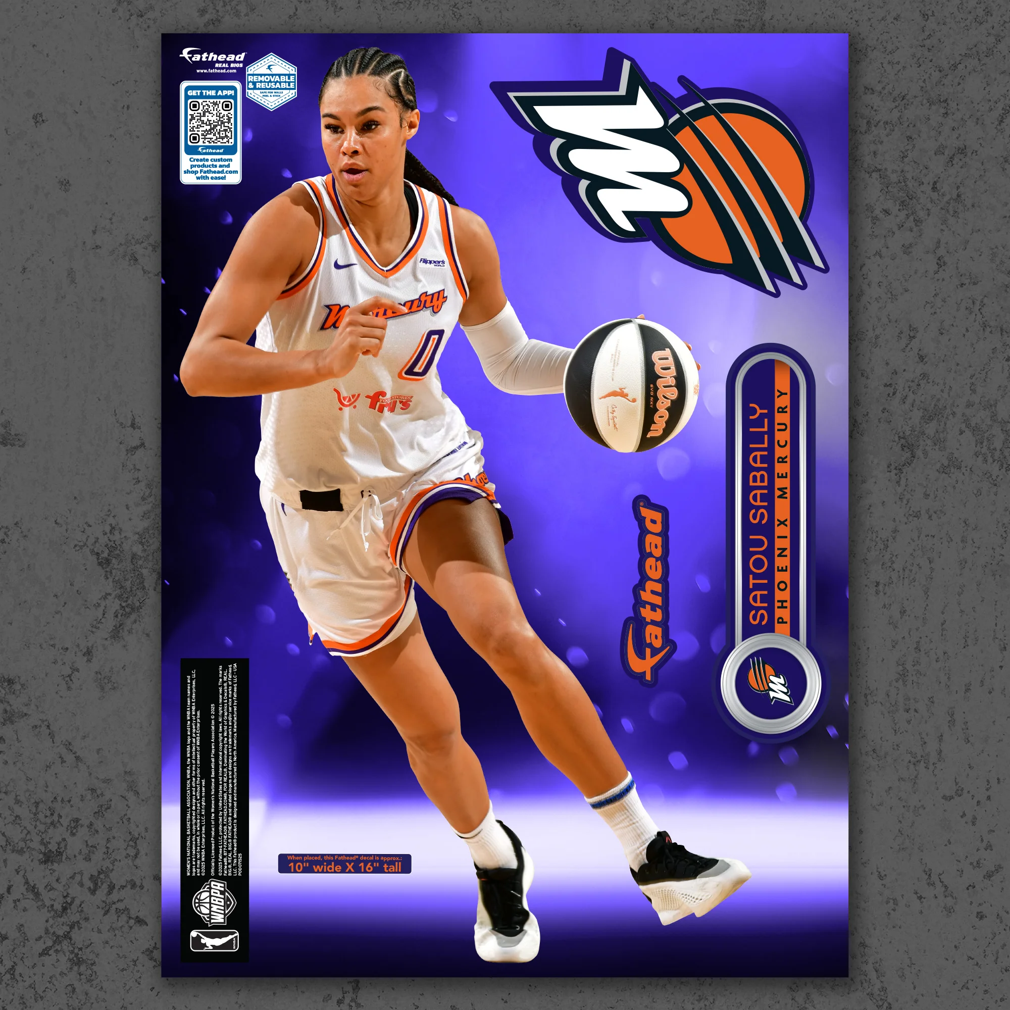 Satou Sabally - RealBig Collection - Official WNBA - Phoenix Mercury - Reusable Vinyl Wall Decals - Image 7