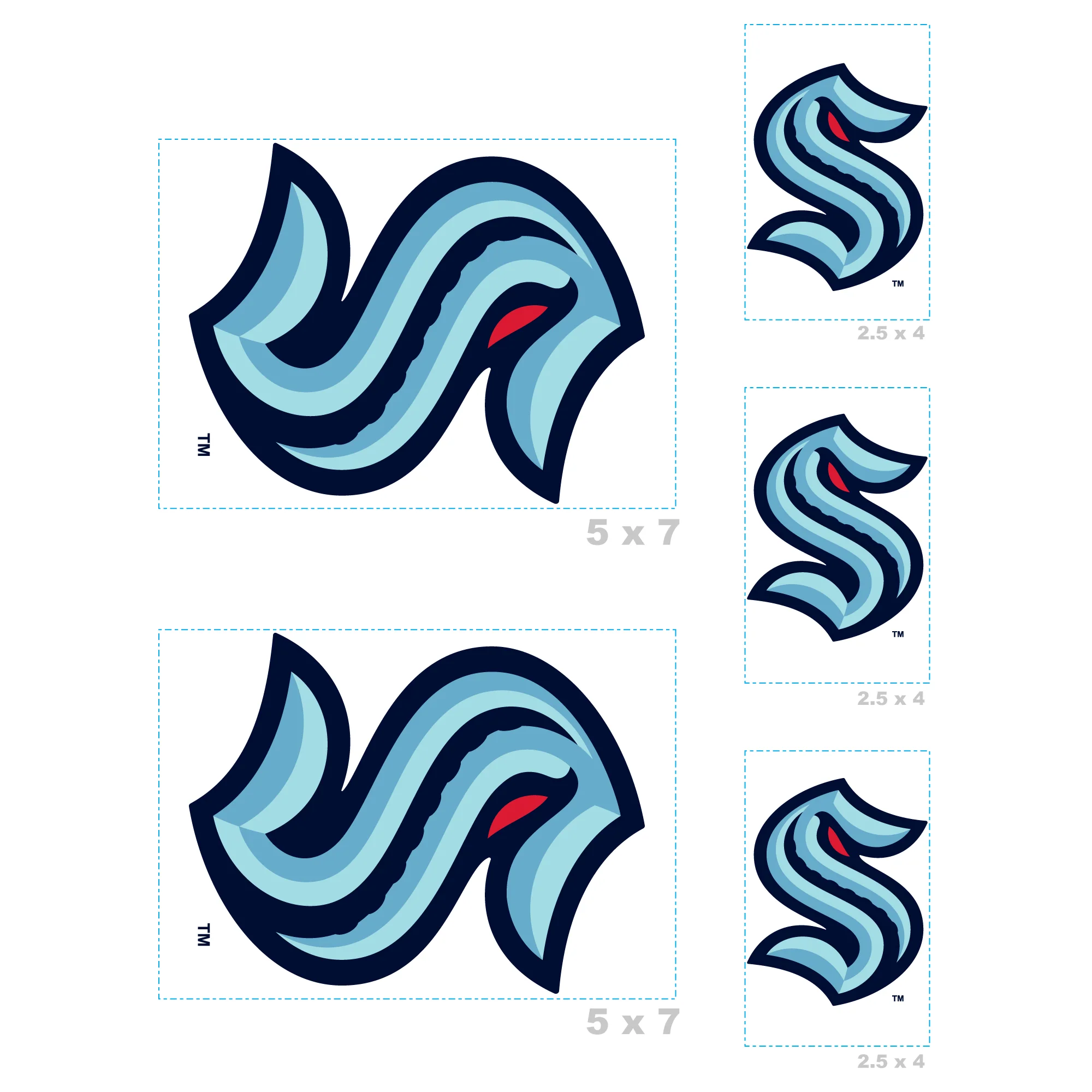 Seattle Kraken - 5 Logo Minis (Mixed Sizes) - Official NHL - Reusable Vinyl Decals - Image 3