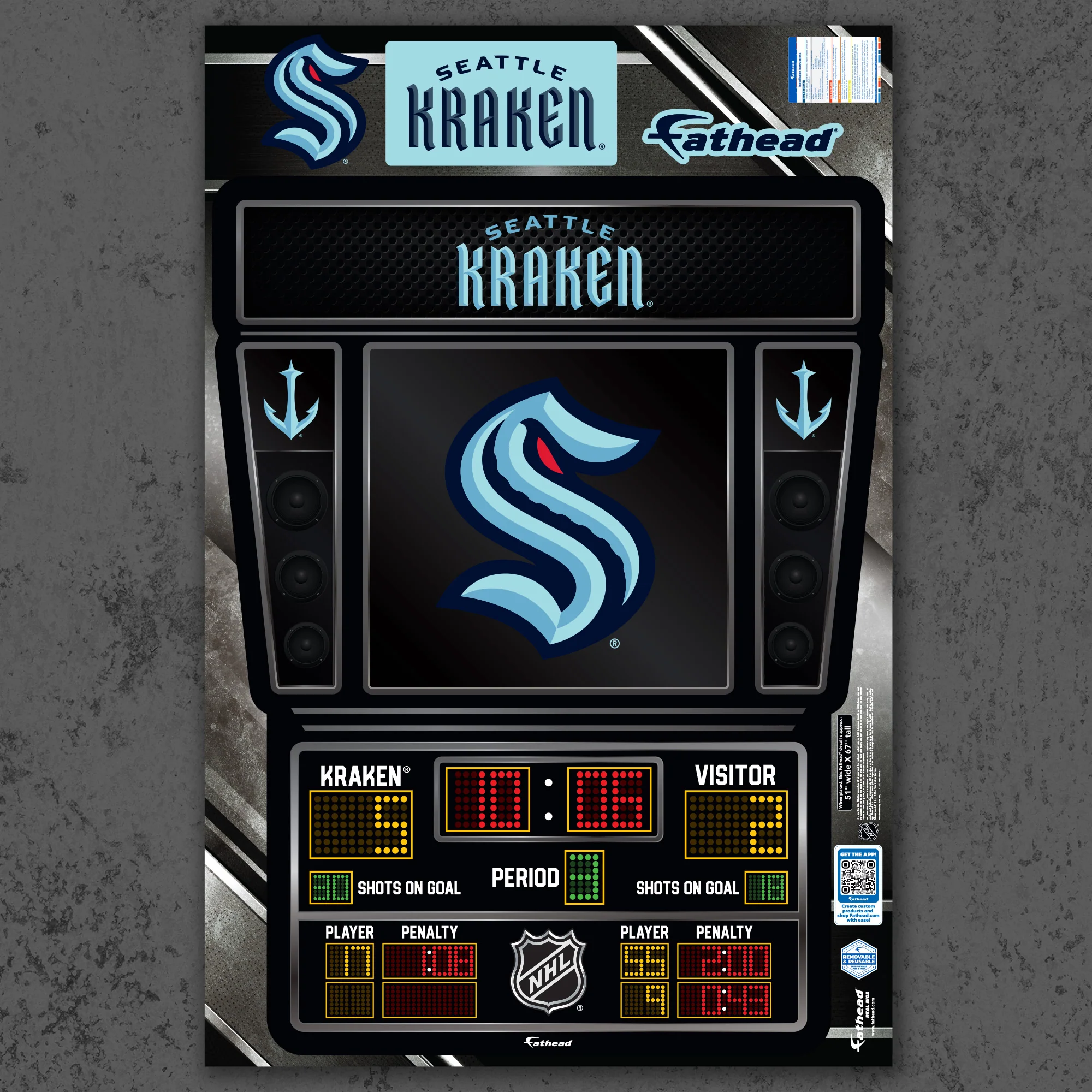 Seattle Kraken - RealBig Scoreboard Collection - Official NHL - Reusable Vinyl Wall Decals - Image 2