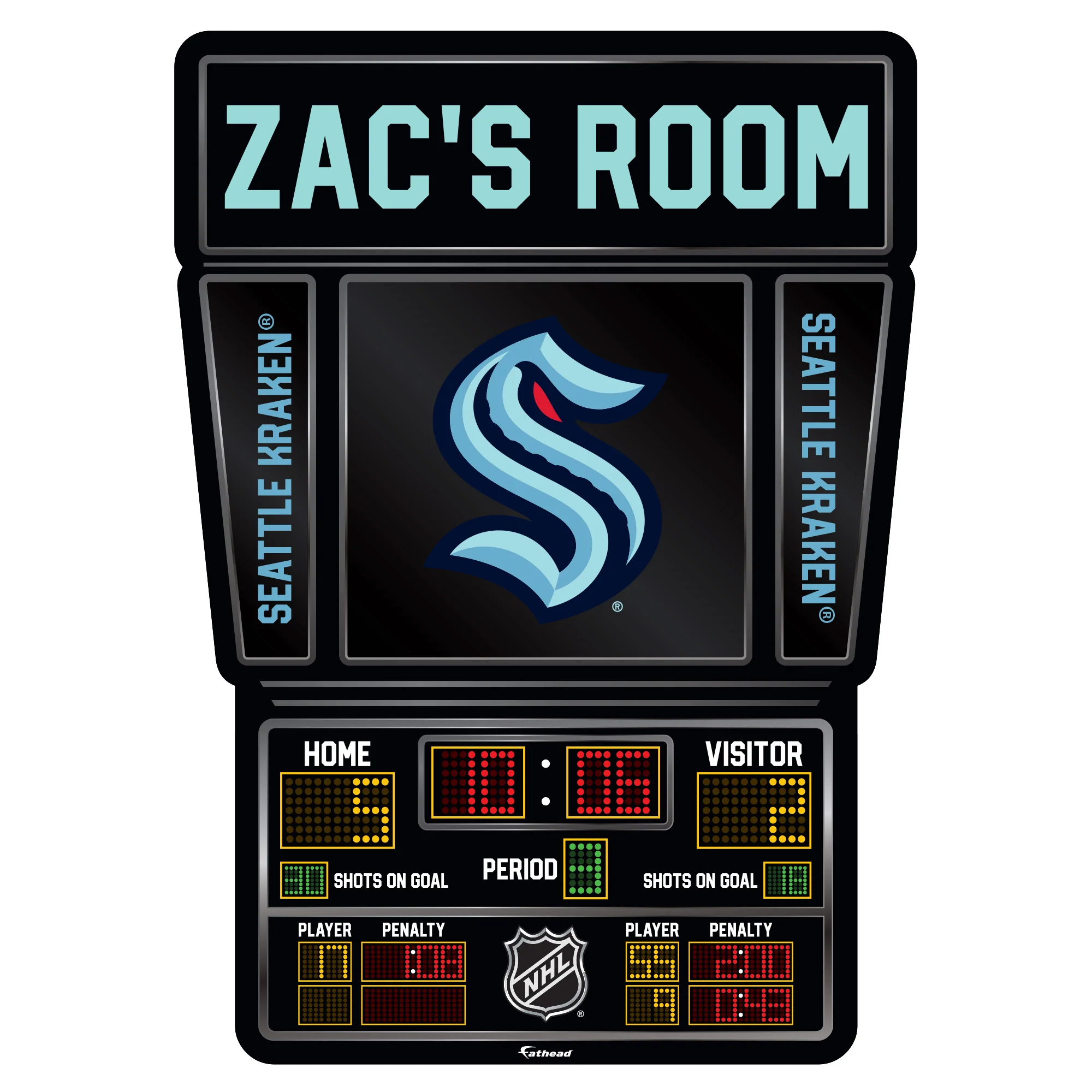 Seattle Kraken - Scoreboard Graphic - With Personalized Name - Official NHL - Vinyl Transfer Decal - Image 6