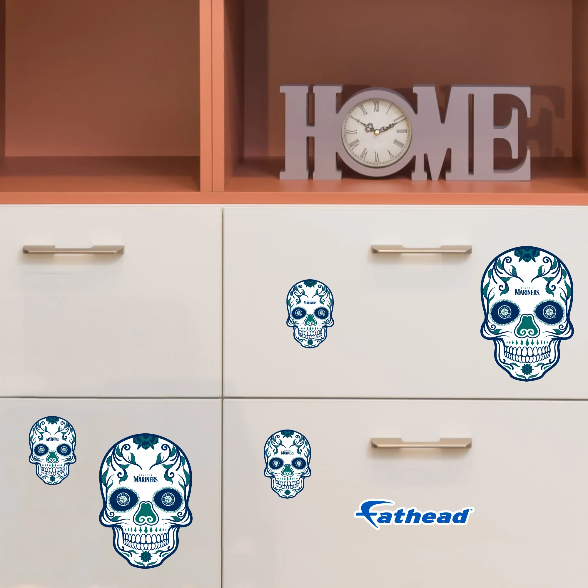 Seattle Mariners - 5 Sugar Skull Logo Minis (Mixed Sizes) - Official MLB - Reusable Vinyl Decals - Image 2