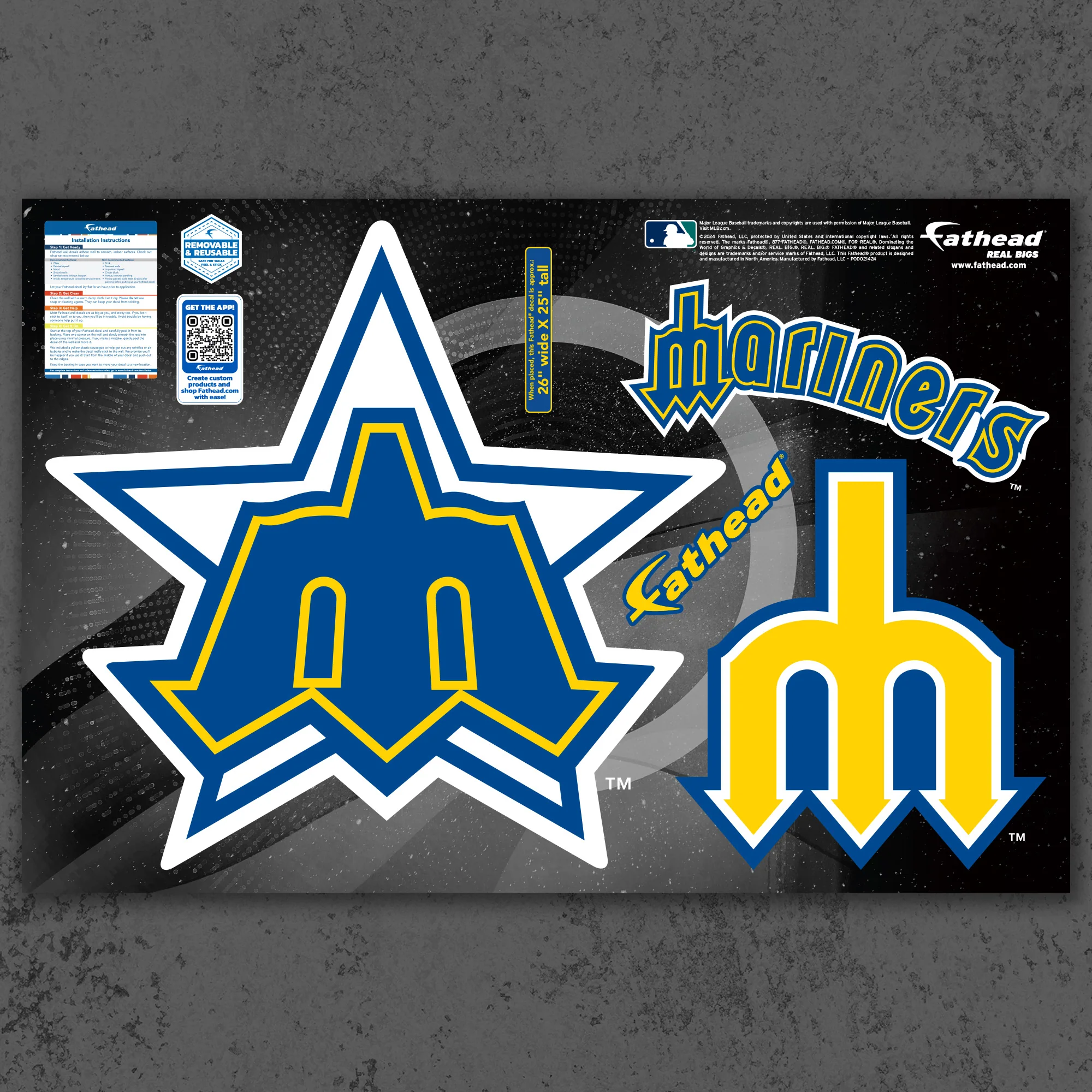 Seattle Mariners - RealBig Classic Logo Collection - Official MLB - Reusable Vinyl Wall Decals - Image 5
