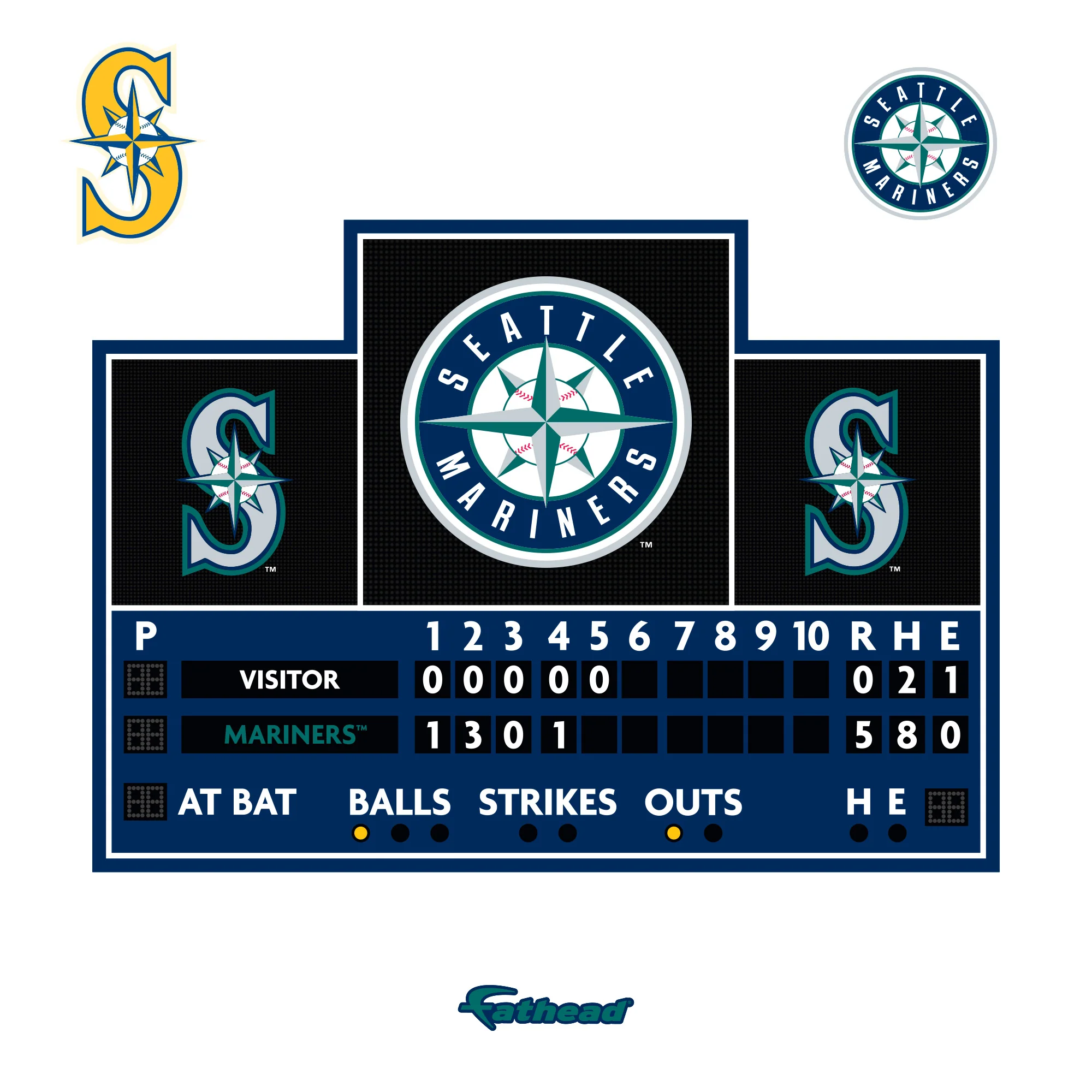 Seattle Mariners - RealBig Scoreboard Collection - Official MLB - Reusable Vinyl Wall Decals - Image 6