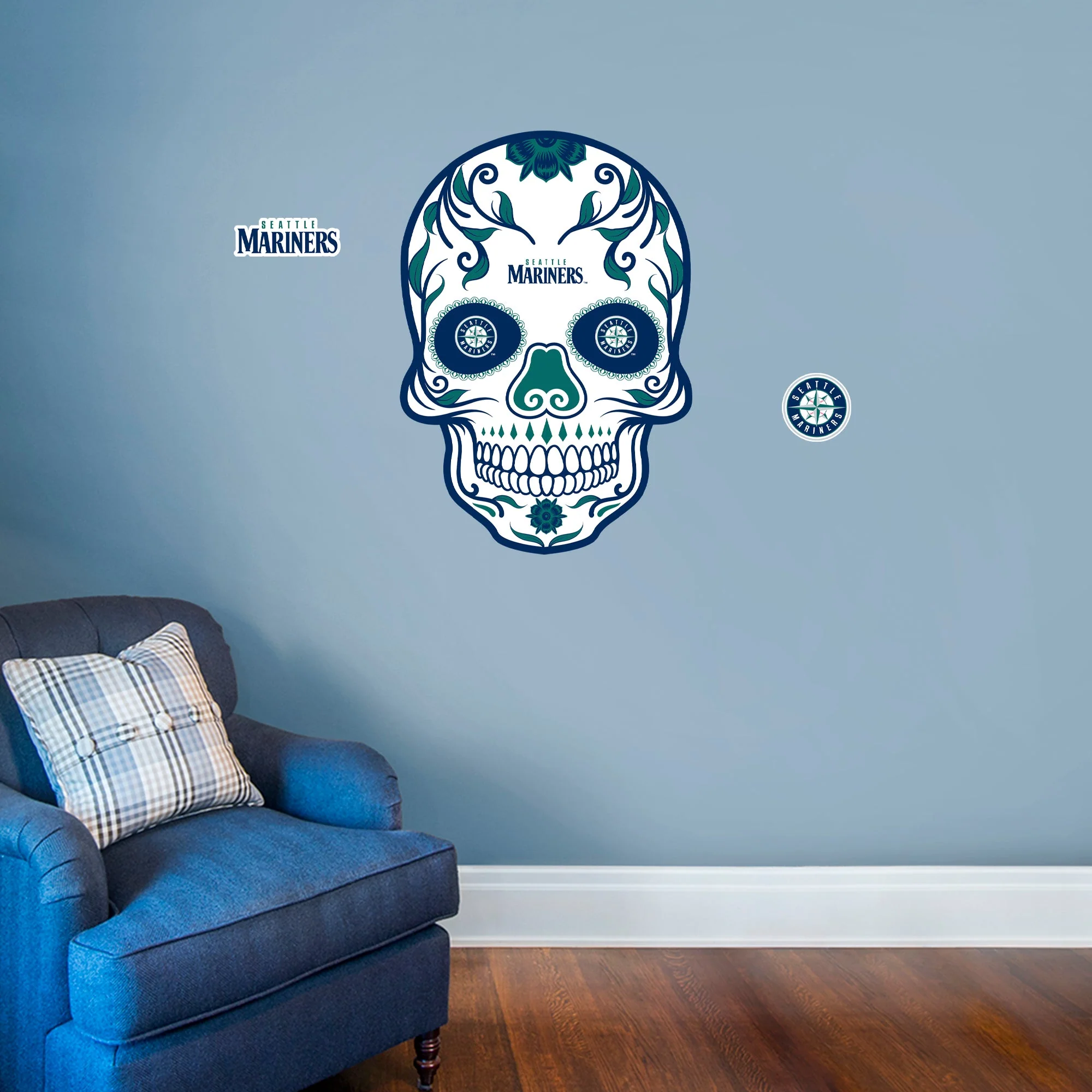 Seattle Mariners - RealBig Sugar Skull Collection - Official MLB - Reusable Vinyl Wall Decals - Image 4