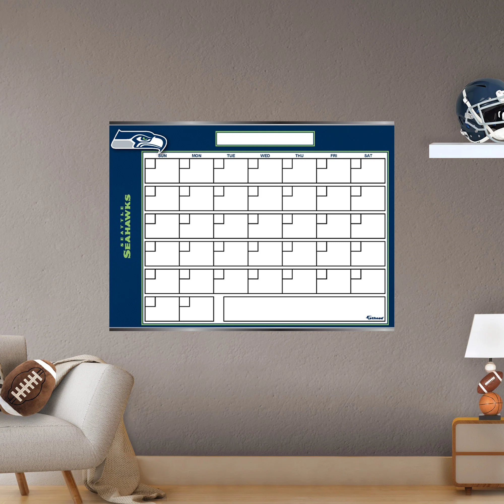 Seattle Seahawks - Dry Erase Calendar - Official NFL - Reusable Vinyl Wall Decal - Image 2