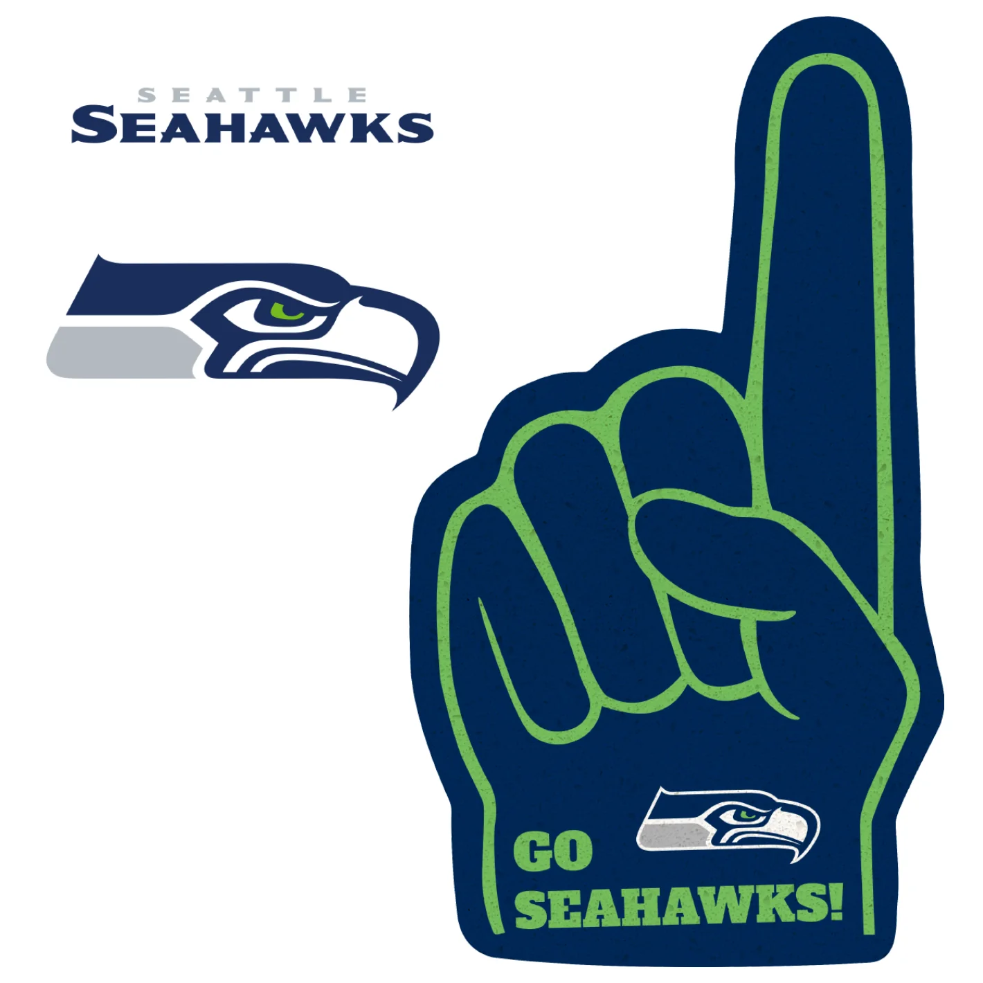 Seattle Seahawks - RealBig Foam Finger Collection - Official NFL - Reusable Vinyl Wall Decals - Image 2
