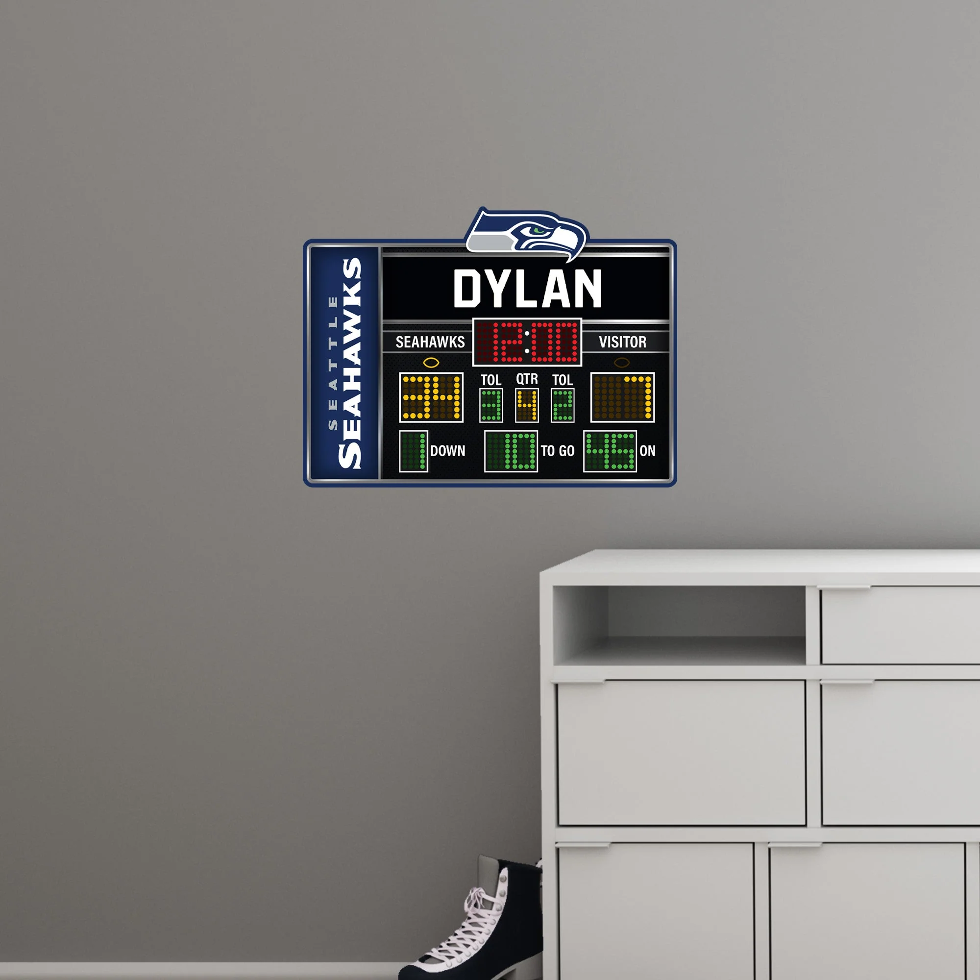 Seattle Seahawks - Scoreboard Graphic - With Personalized Name - Official NFL - Reusable Vinyl Wall Decals - Image 6