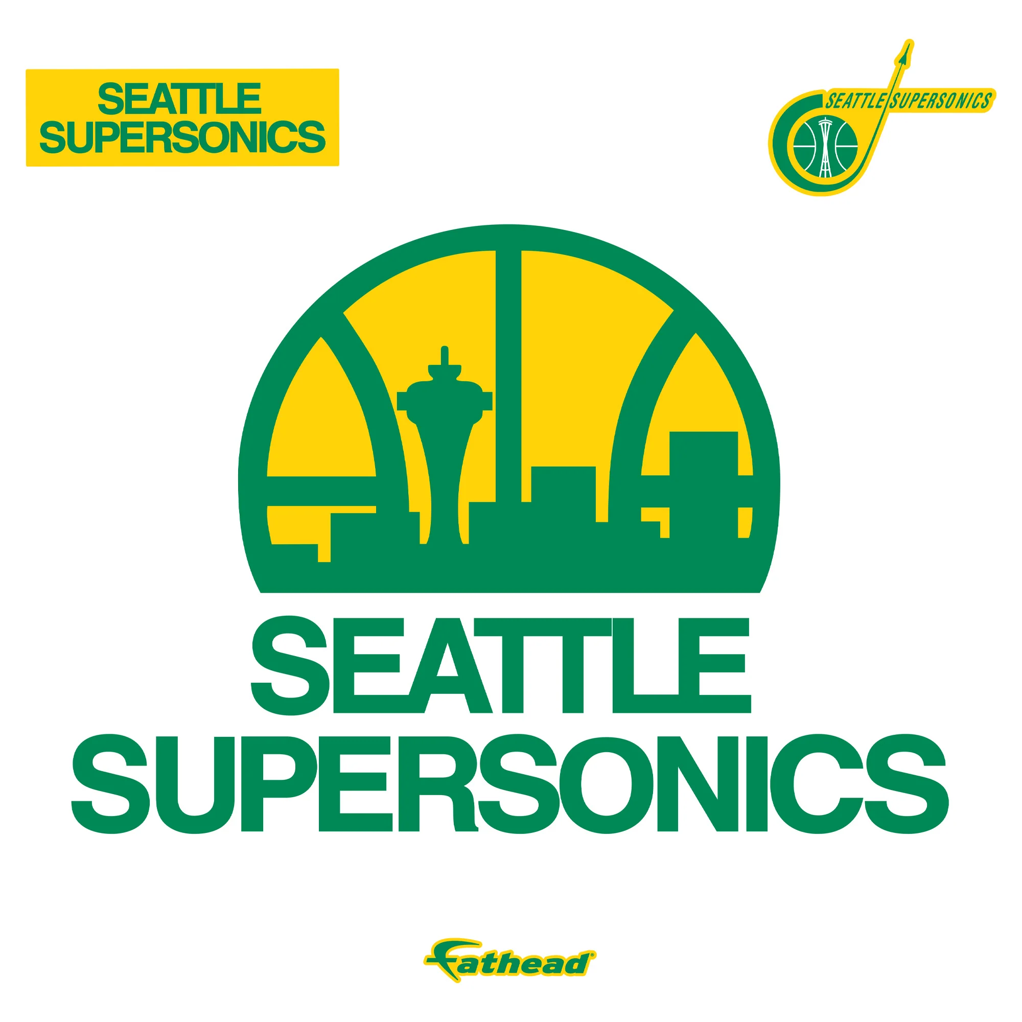 Seattle Supersonics - RealBig 1980's Classic Logo Collection - Official NBA - Reusable Vinyl Wall Decals - Image 6