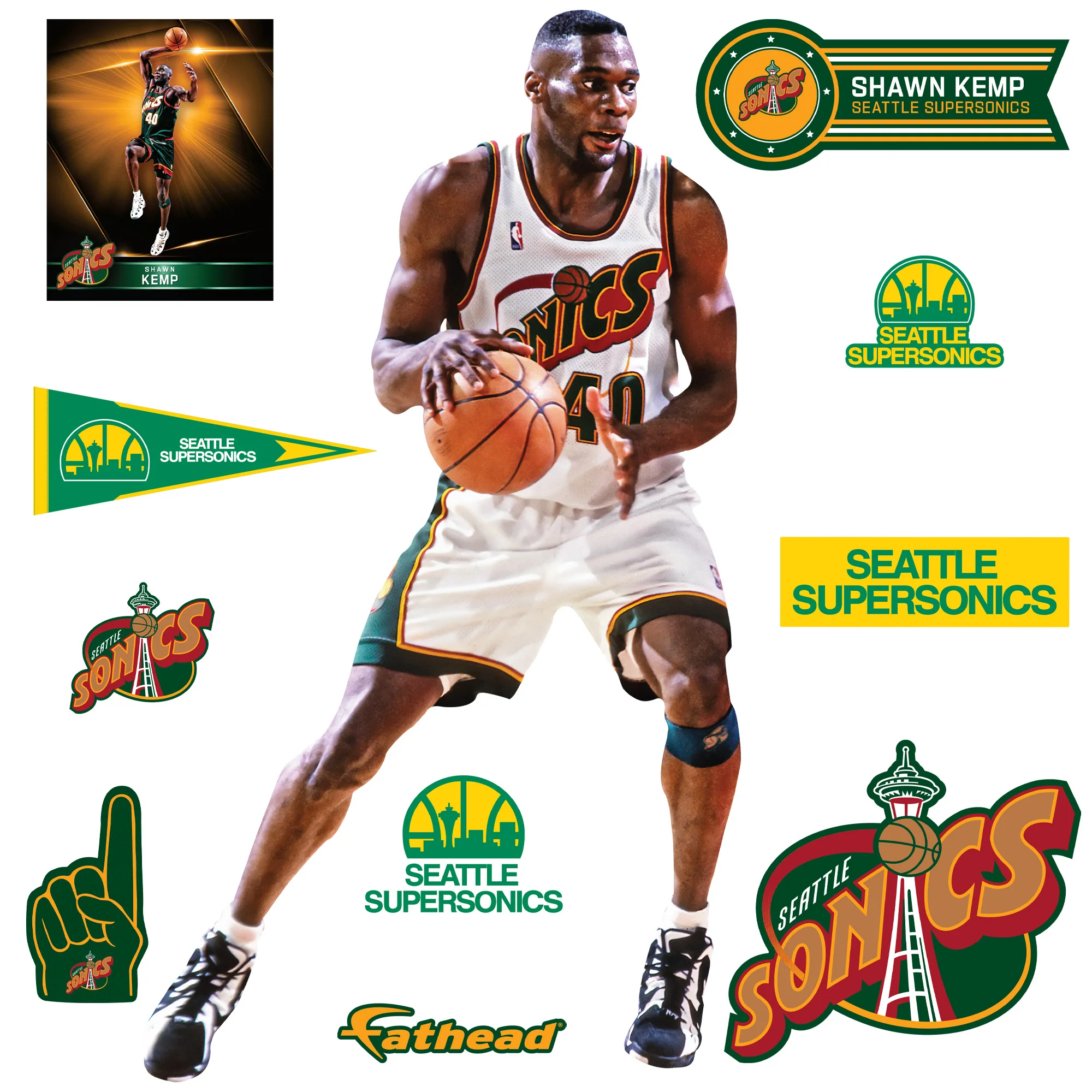 Shawn Kemp Legend - RealBig Collection - Official NBA - Seattle Supersonics - Reusable Vinyl Wall Decals - Image 2