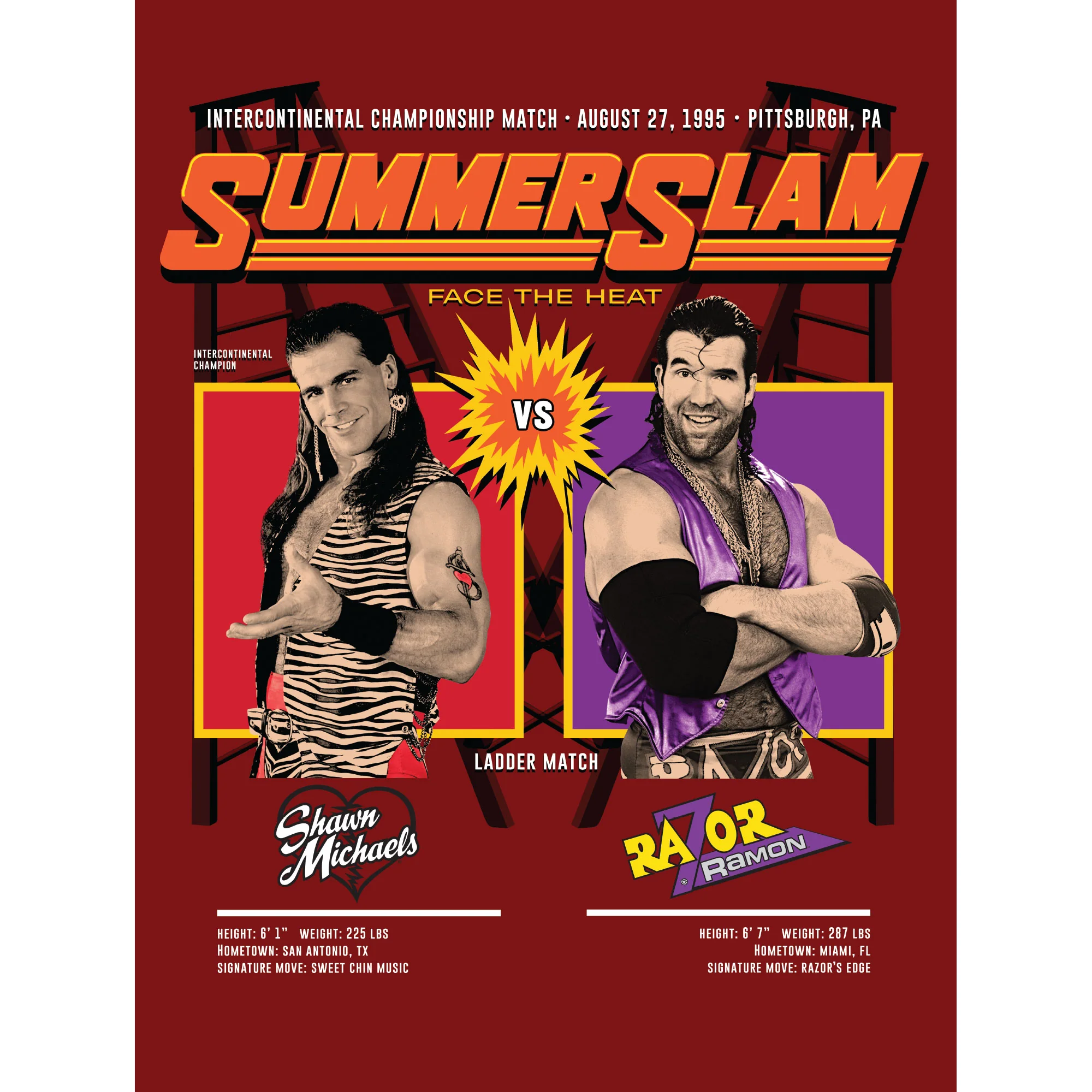 Shawn Michaels and Razor Ramon - Summer Slam 1995 - Peel & Stick Poster - Official WWE - Reusable Vinyl Wall Decal