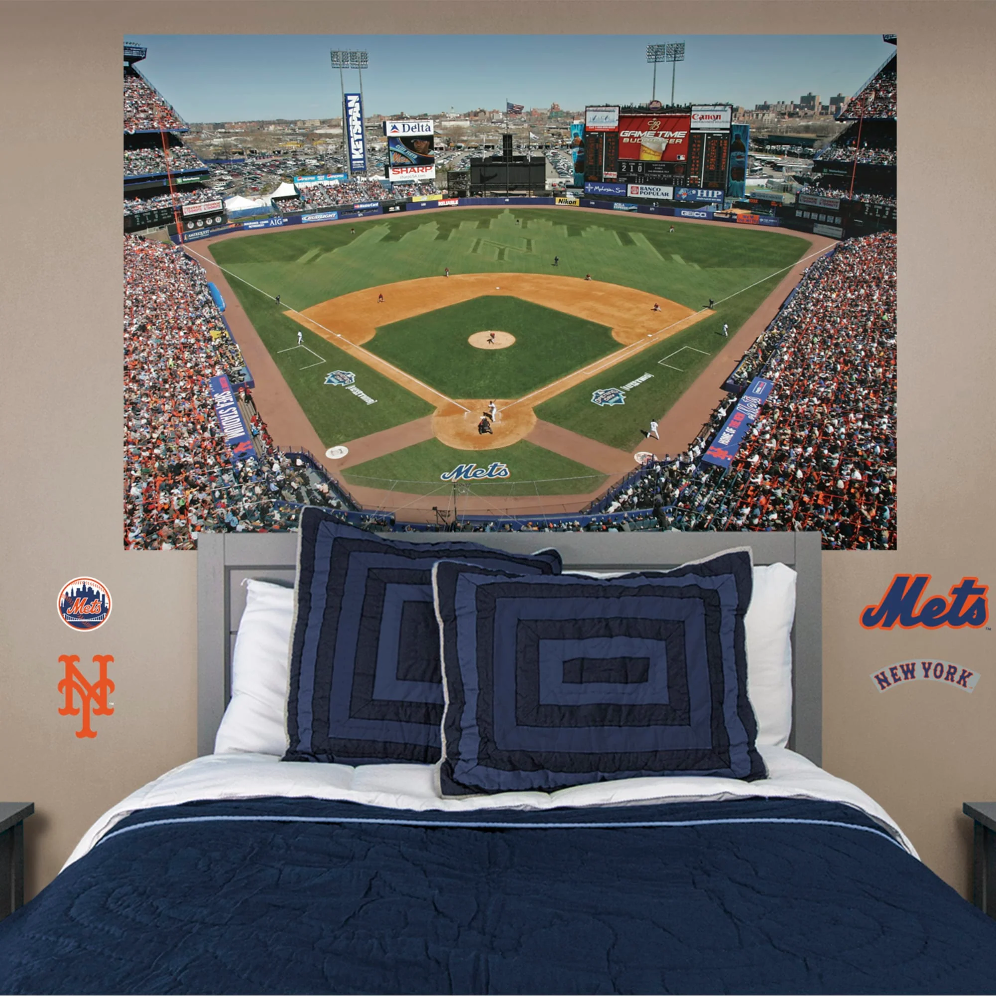 Shea Stadium Behind Home Plate - Peel & Stick Poster - Official MLB - New York Mets - Reusable Vinyl Wall Decal