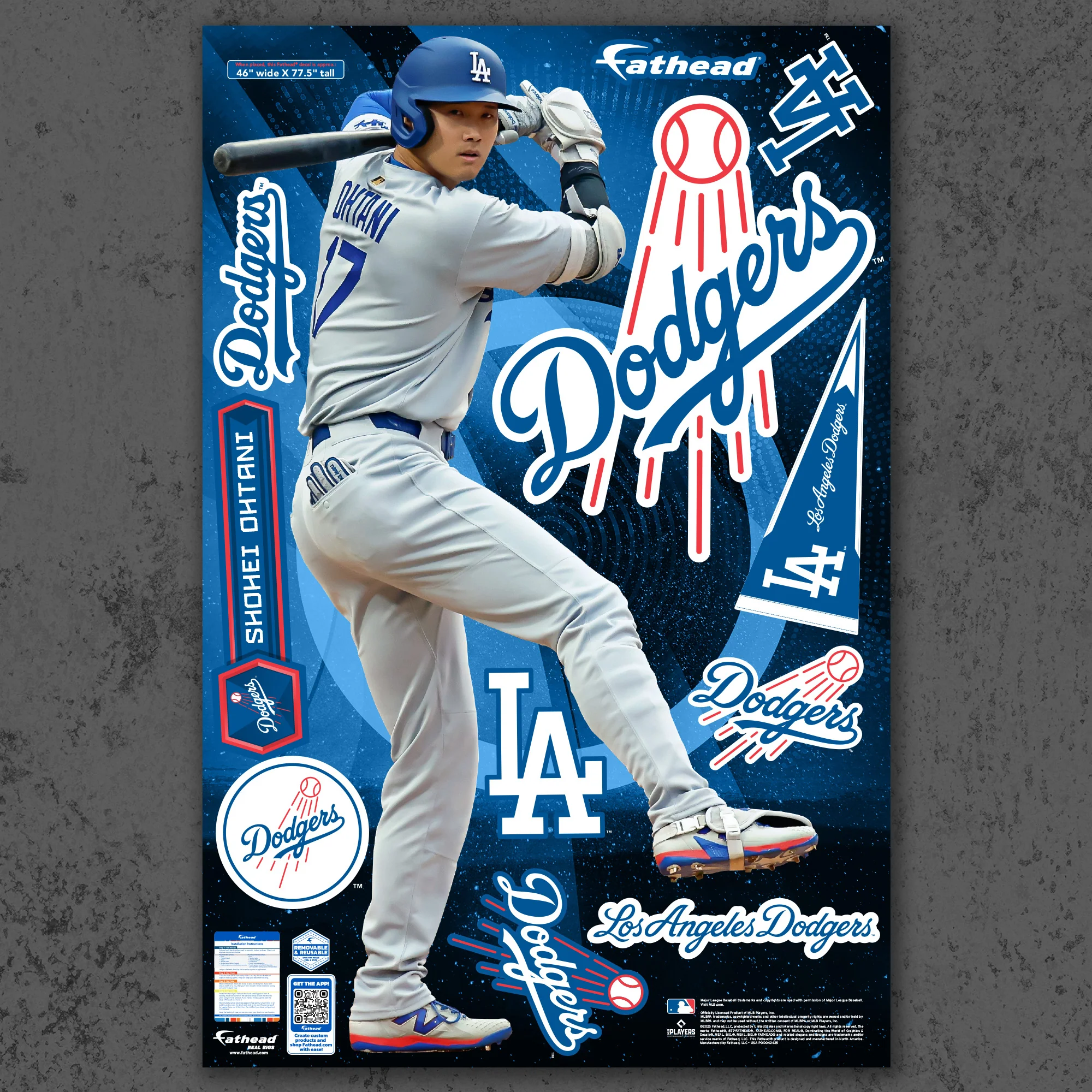 Shohei Ohtani - RealBig At Bat Collection - Official MLB - Los Angeles Dodgers - Reusable Vinyl Wall Decals - Image 2