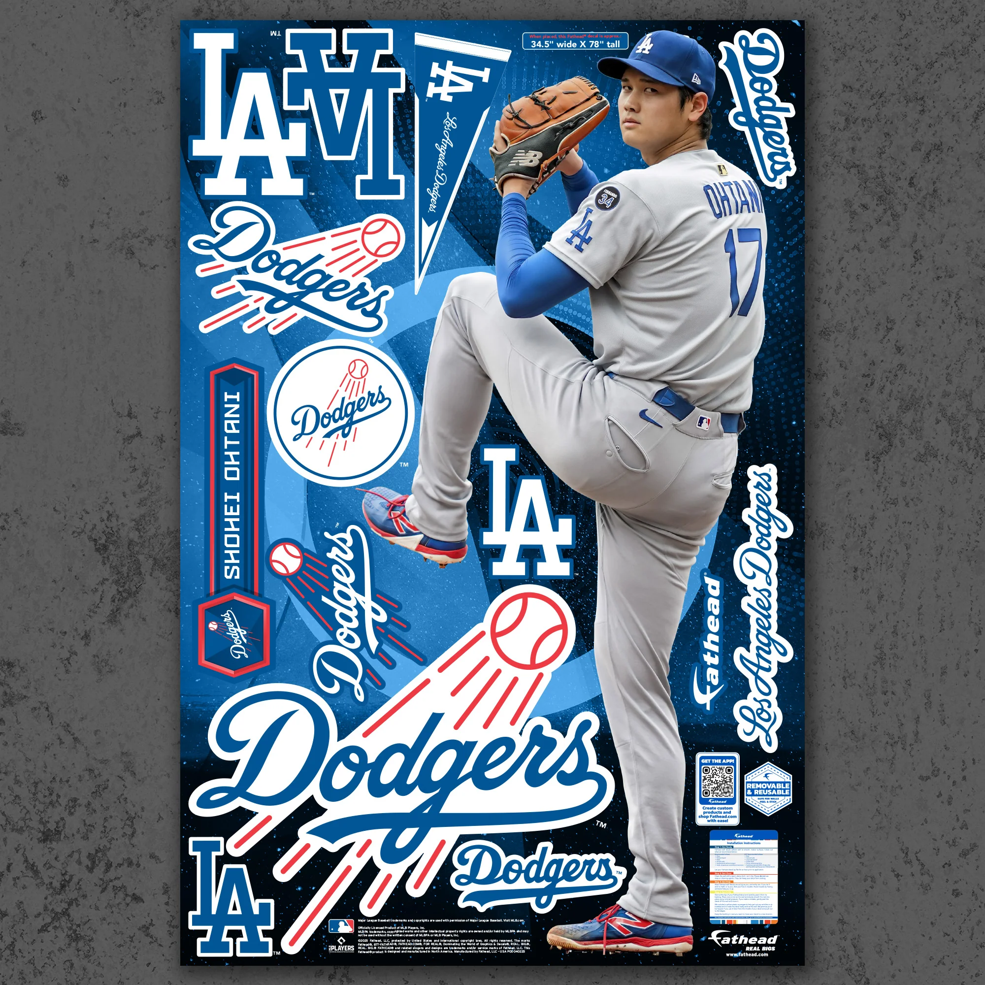Shohei Ohtani - RealBig Pitching Collection - Official MLB - Los Angeles Dodgers - Reusable Vinyl Wall Decals - Image 2