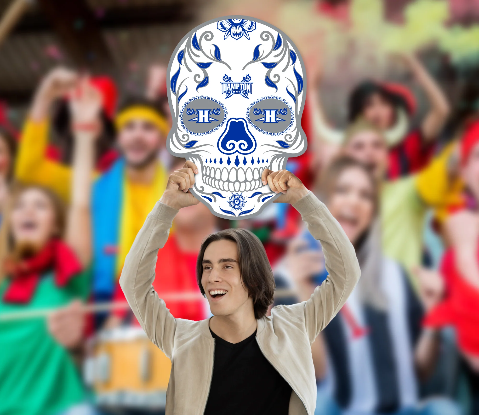Skull - Big Head - Official NCAA - Hampton Pirates - Foam Core Cutout - Image 2