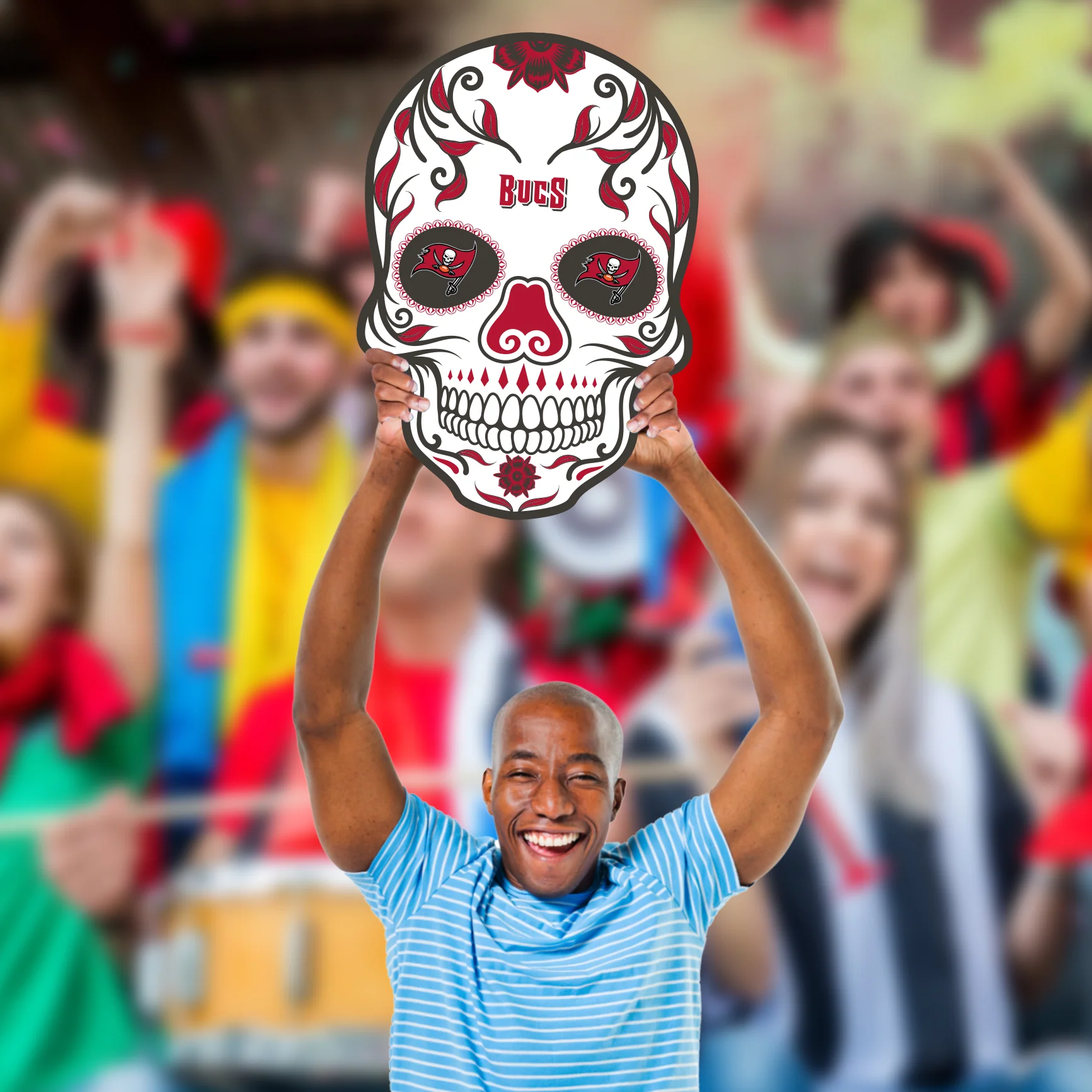 Skull - Big Head - Official NFL - Tampa Bay Buccaneers - Foam Core Cutout