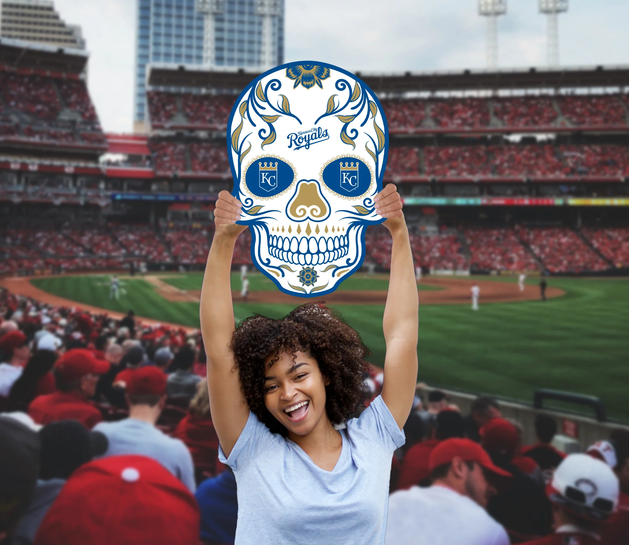 Skull Logo - Big Head - Official MLB - Kansas City Royals - Foam Core Cutout