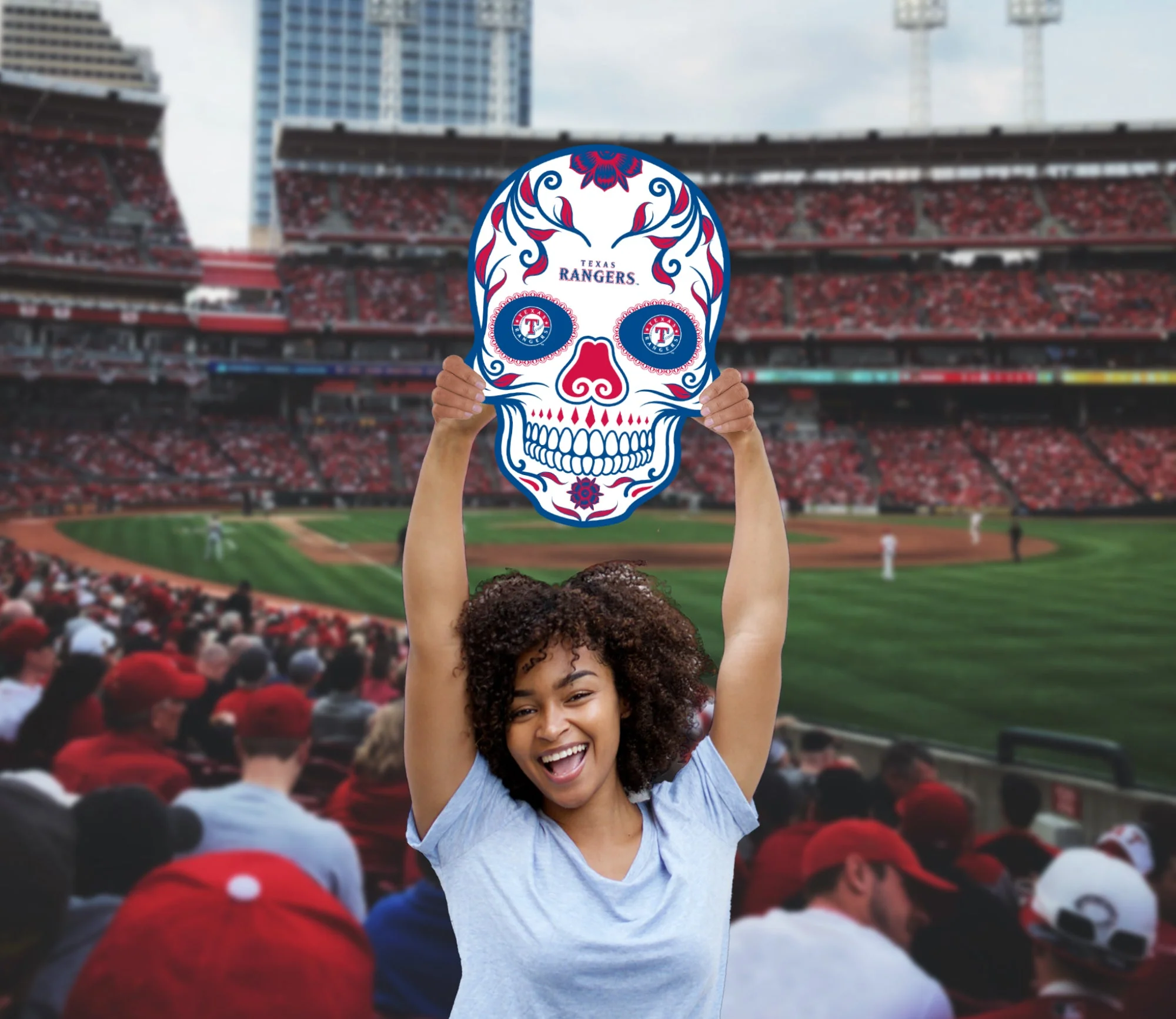 Skull Logo - Big Head - Official MLB - Texas Rangers - Foam Core Cutout - Image 3