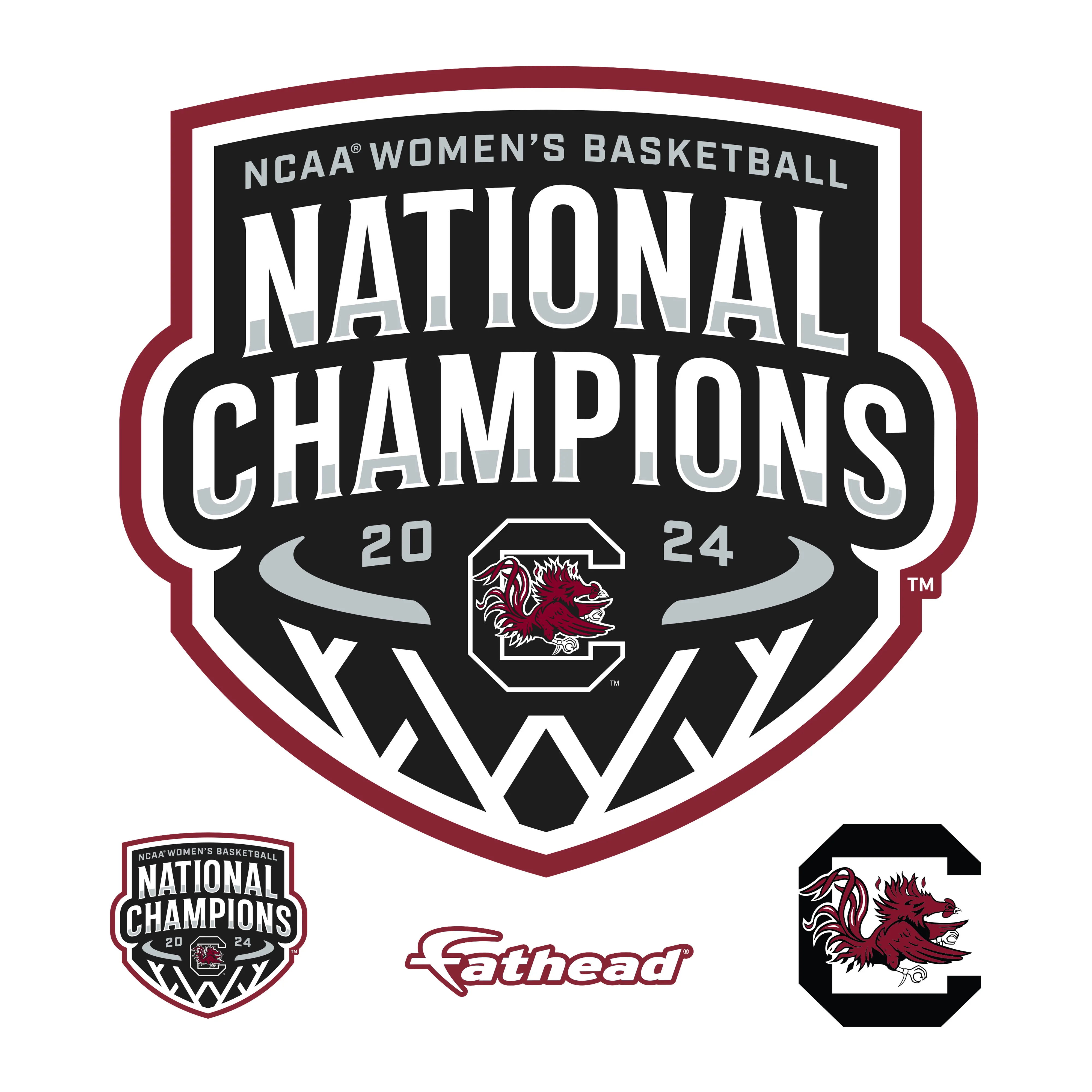 South Carolina Gamecocks - RealBig 2024 Women's Basketball National Champions Logo Collection - Official NCAA - Reusable Vinyl Wall Decals - Image 2