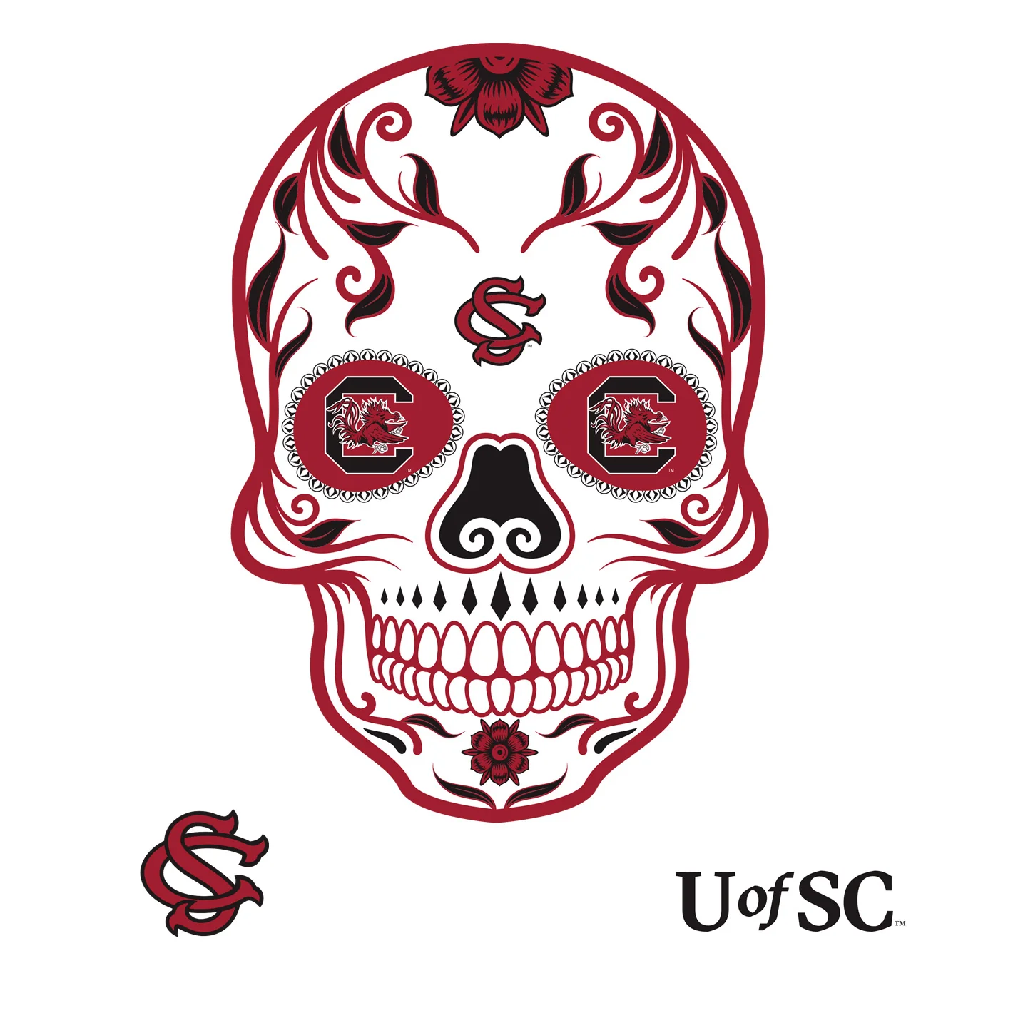 South Carolina Gamecocks - RealBig Sugar Skull Collection - Official NCAA - Reusable Vinyl Wall Decals - Image 3