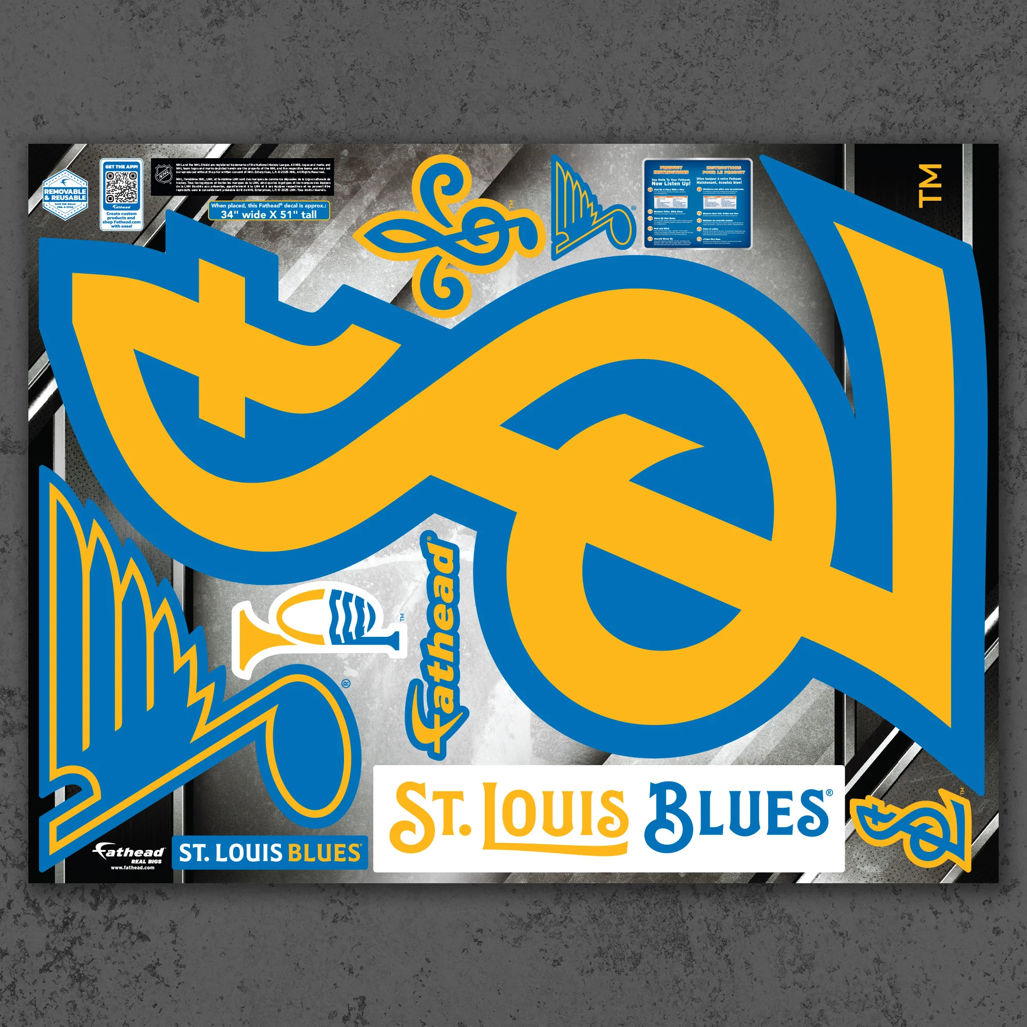 St. Louis Blues - RealBig Secondary Logo Collection - Official NHL - Reusable Vinyl Wall Decals - Image 2