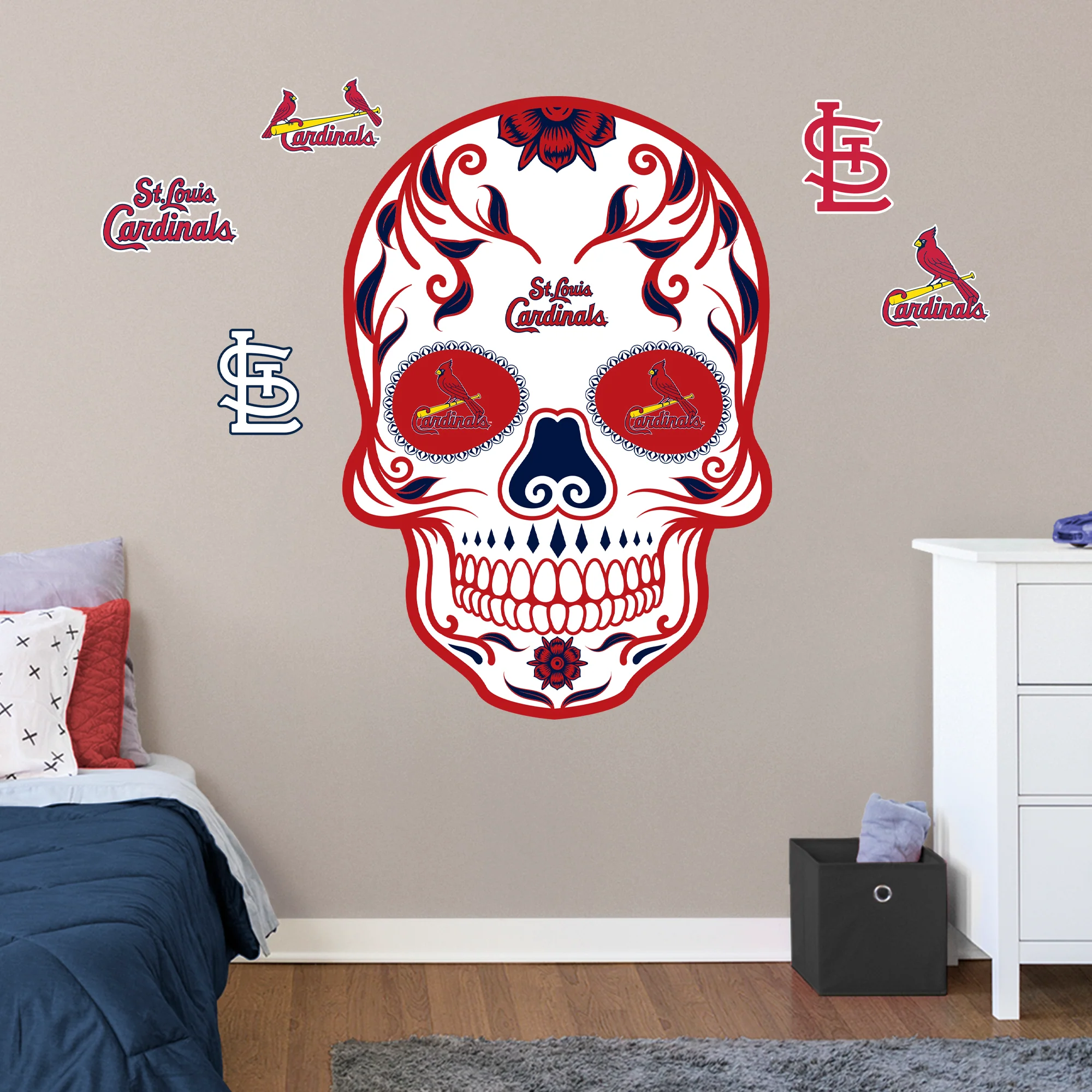 St. Louis Cardinals - RealBig Sugar Skull Collection - Official MLB - Reusable Vinyl Wall Decals - Image 2
