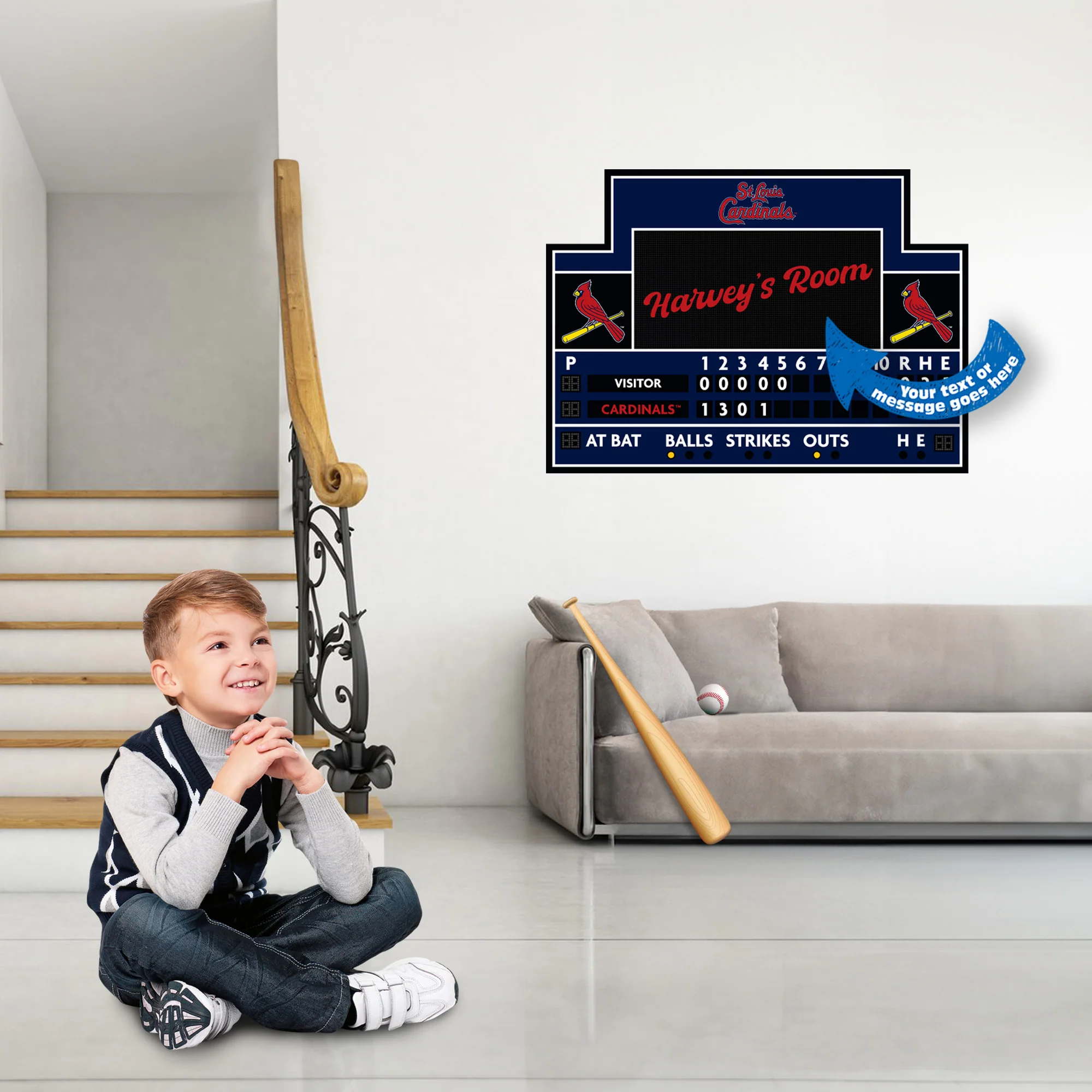 St. Louis Cardinals - Scoreboard Graphic - With Personalized Name - Official MLB - Vinyl Transfer Decal - Image 2