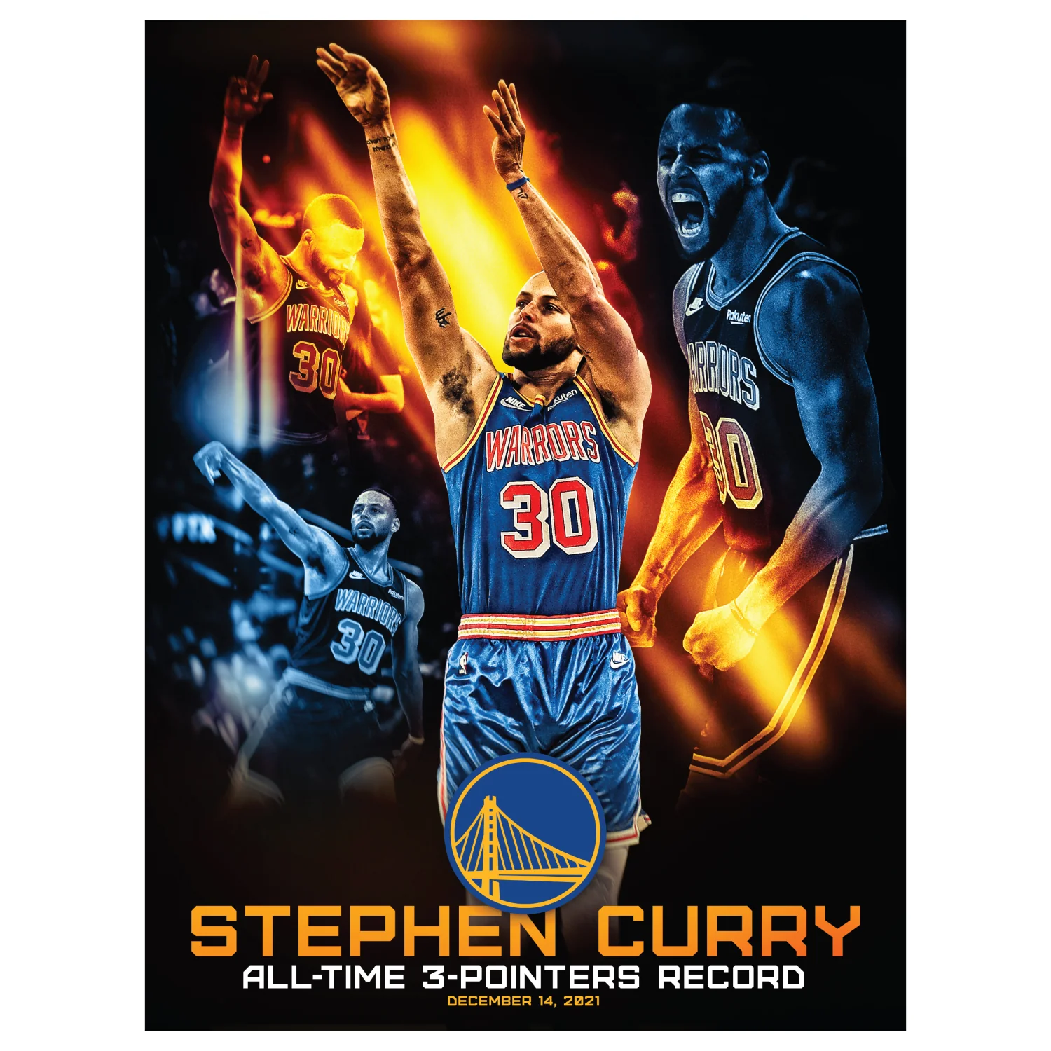 Stephen Curry - 3-Point Leader - Peel & Stick Poster - Official NBA - Golden State Warriors - Reusable Vinyl Wall Decal - Image 2