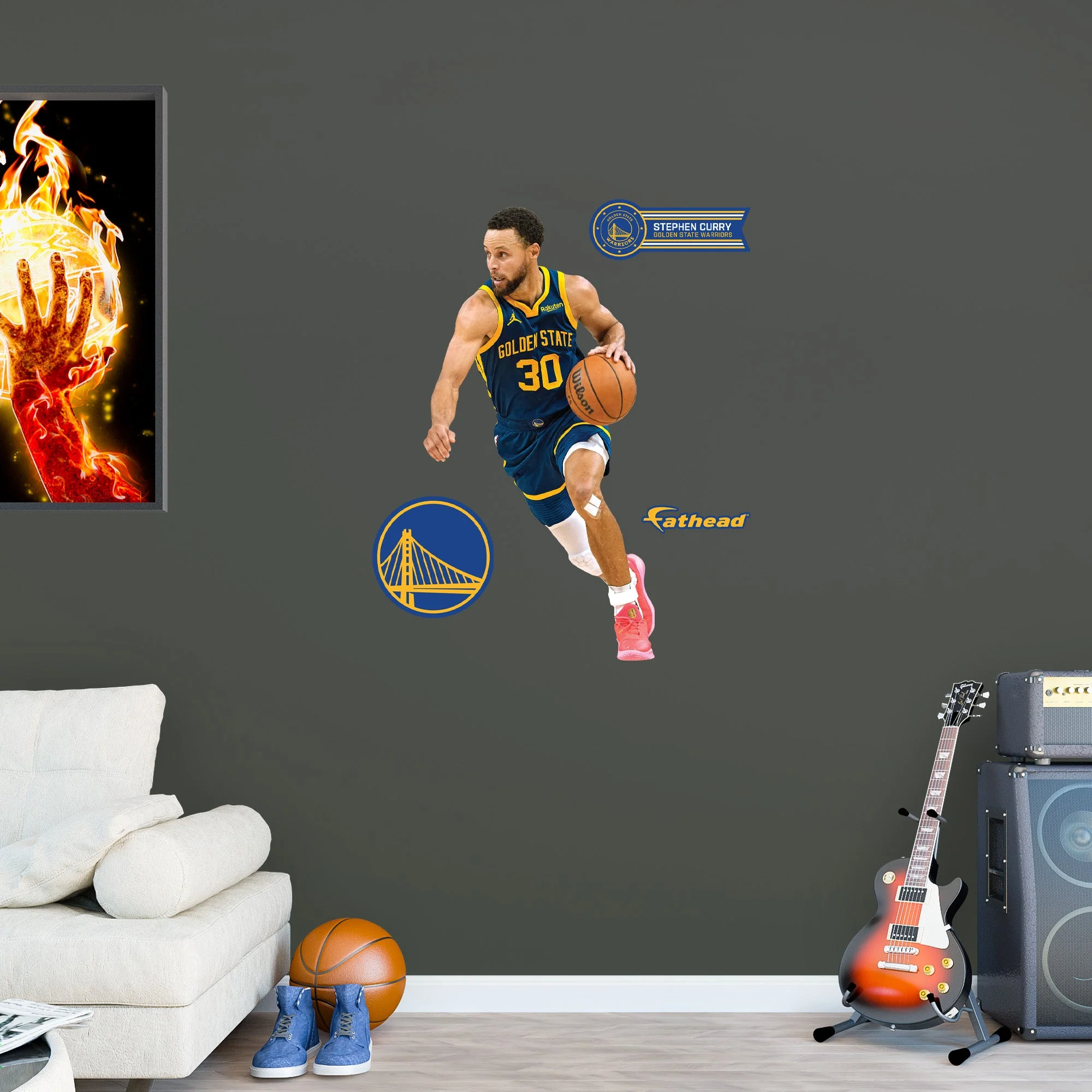 Stephen Curry - RealBig Statement Jersey Collection - Official NBA - Golden State Warriors - Reusable Vinyl Wall Decals - Image 6