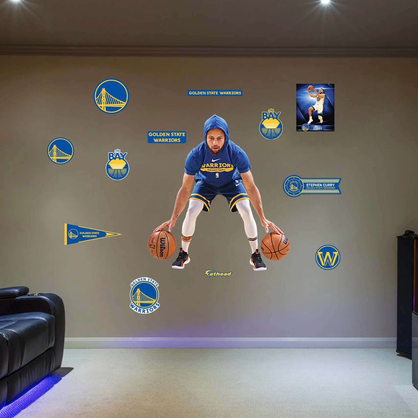 Stephen Curry - RealBig Warmups Collection - Official NBA - Golden State Warriors - Reusable Vinyl Wall Decals - Image 4