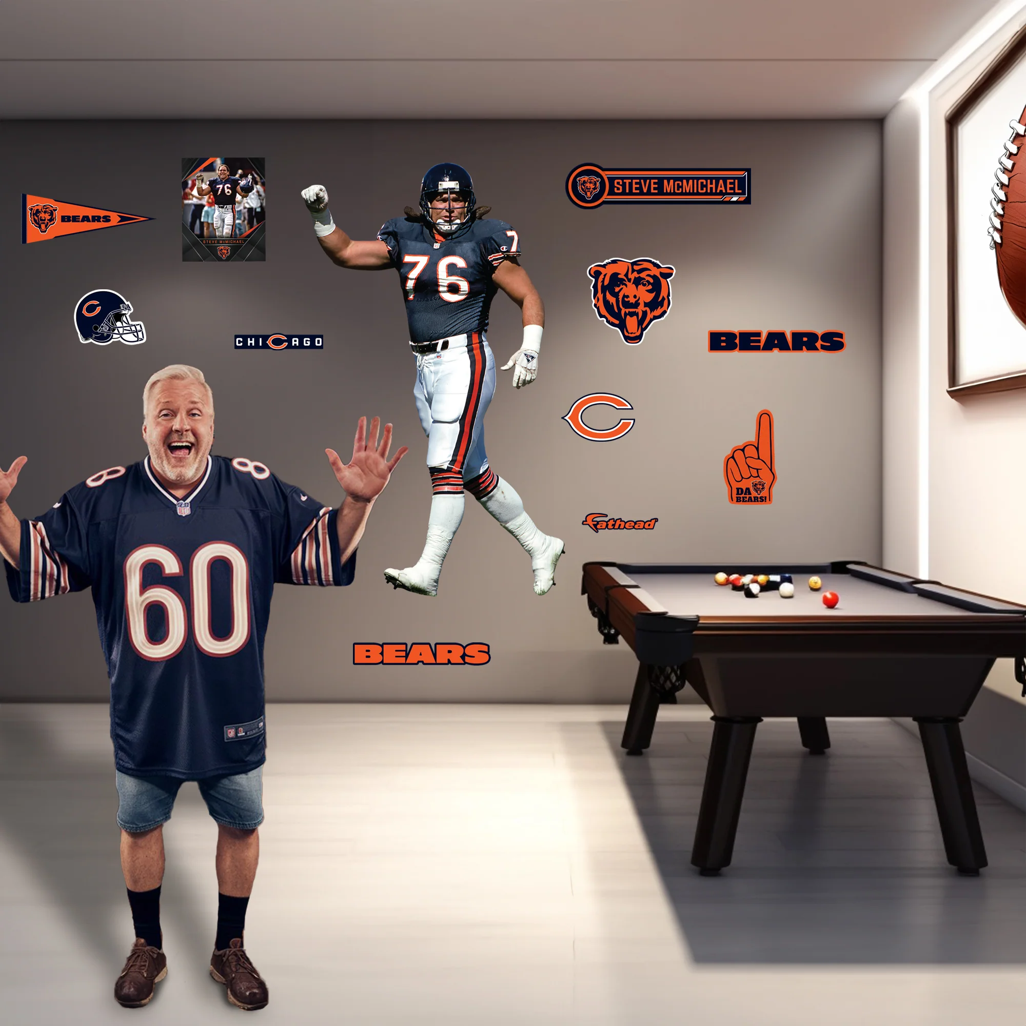 Steve McMichael - RealBig Legend Collection - Official NFL - Chicago Bears - Reusable Vinyl Wall Decals - Image 3