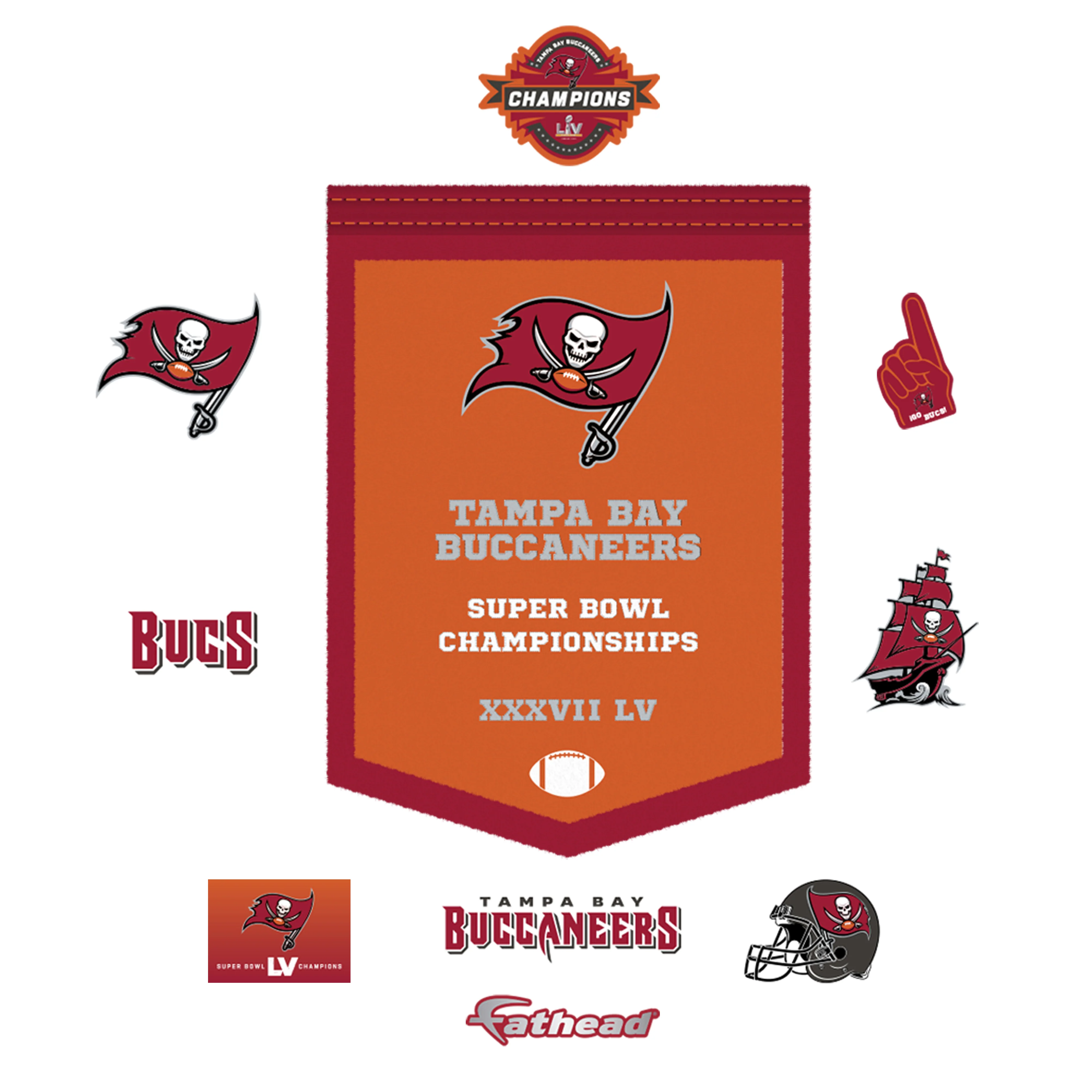 Tampa Bay Buccaneers - RealBig Super Bowl Championships Collection - Official NFL - Reusable Vinyl Wall Decals - Image 2