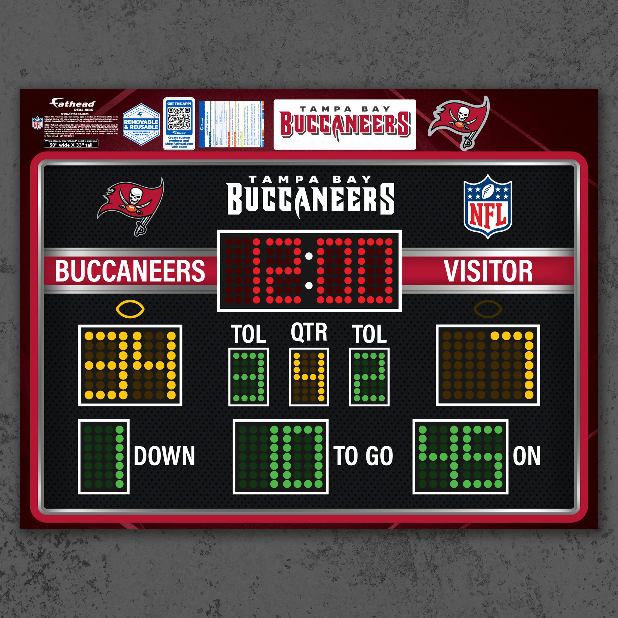 Tampa Bay Buccaneers - RealBig Scoreboard Collection - Official NFL - Reusable Vinyl Wall Decals - Image 5