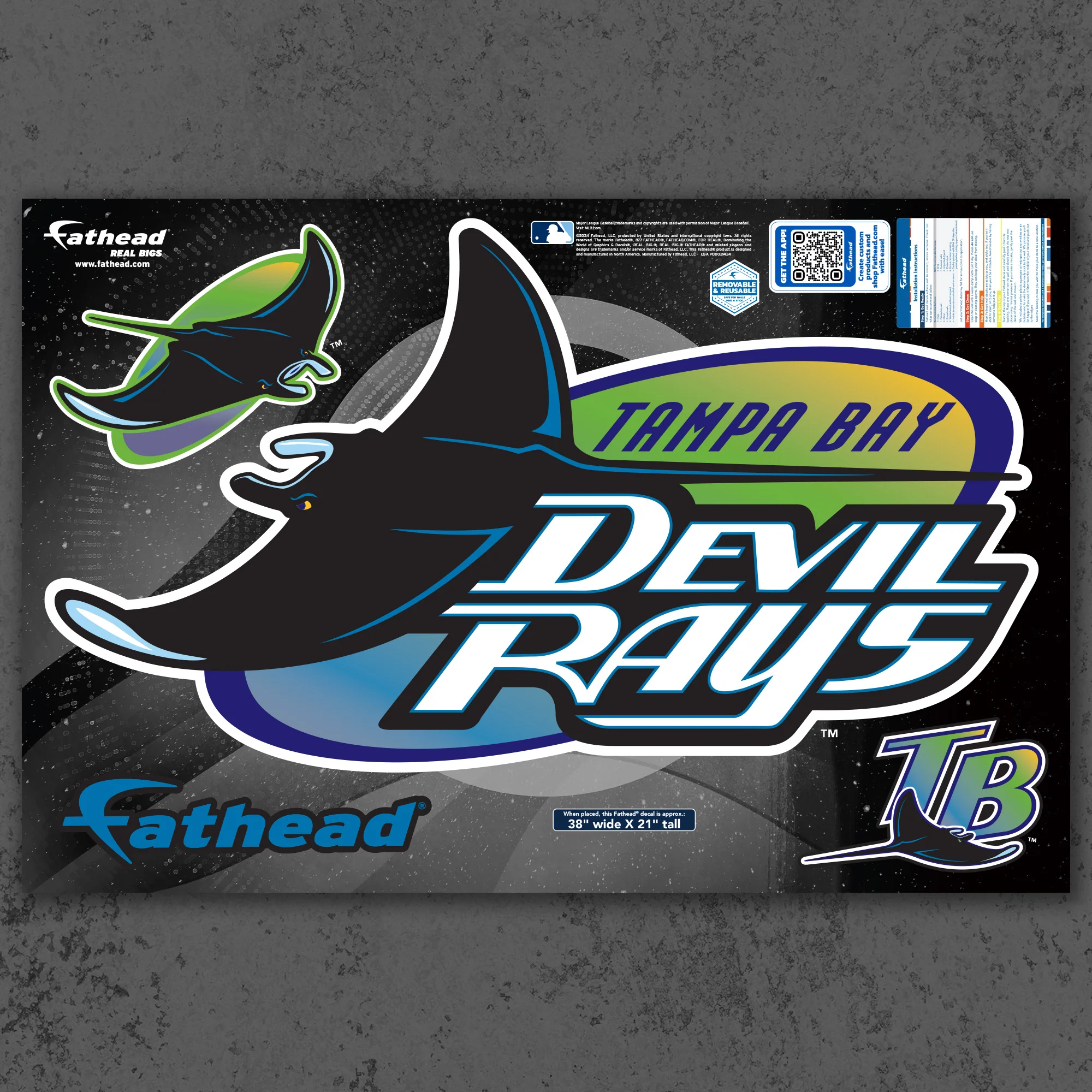 Tampa Bay Rays - RealBig Classic Logo Collection - Official MLB - Reusable Vinyl Wall Decals - Image 4