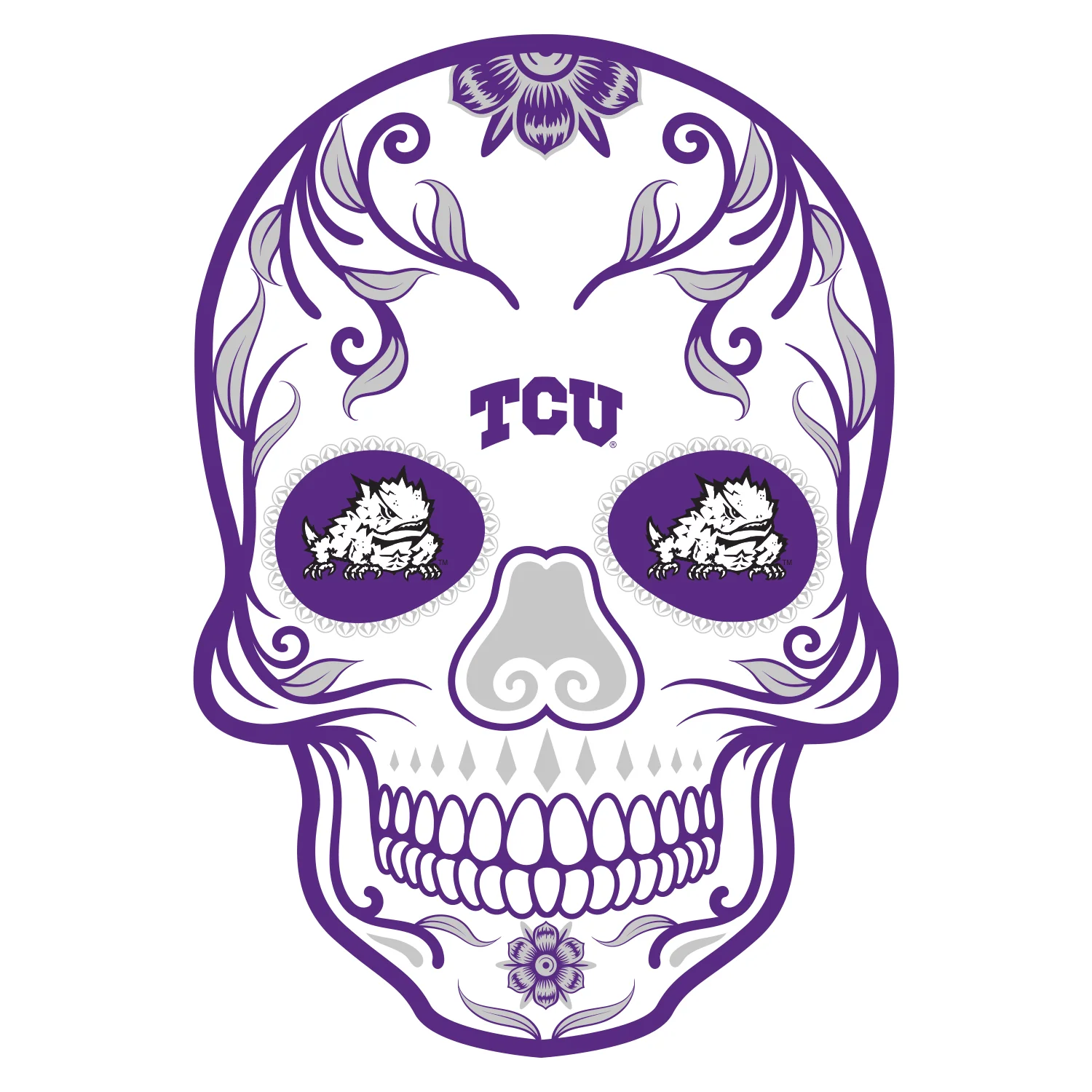 TCU Horned Frogs - Sugar Skull Logo - Outdoor Wall Decals - Official NCAA - Scratch Resistant Alumigraphics Smooth - Image 3