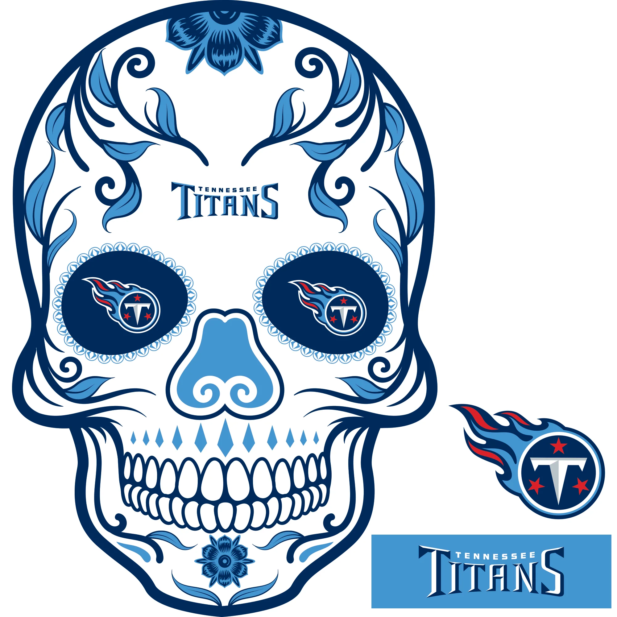 Tennessee Titans - RealBig Skull Collection - Official NFL - Reusable Vinyl Wall Decals - Image 3