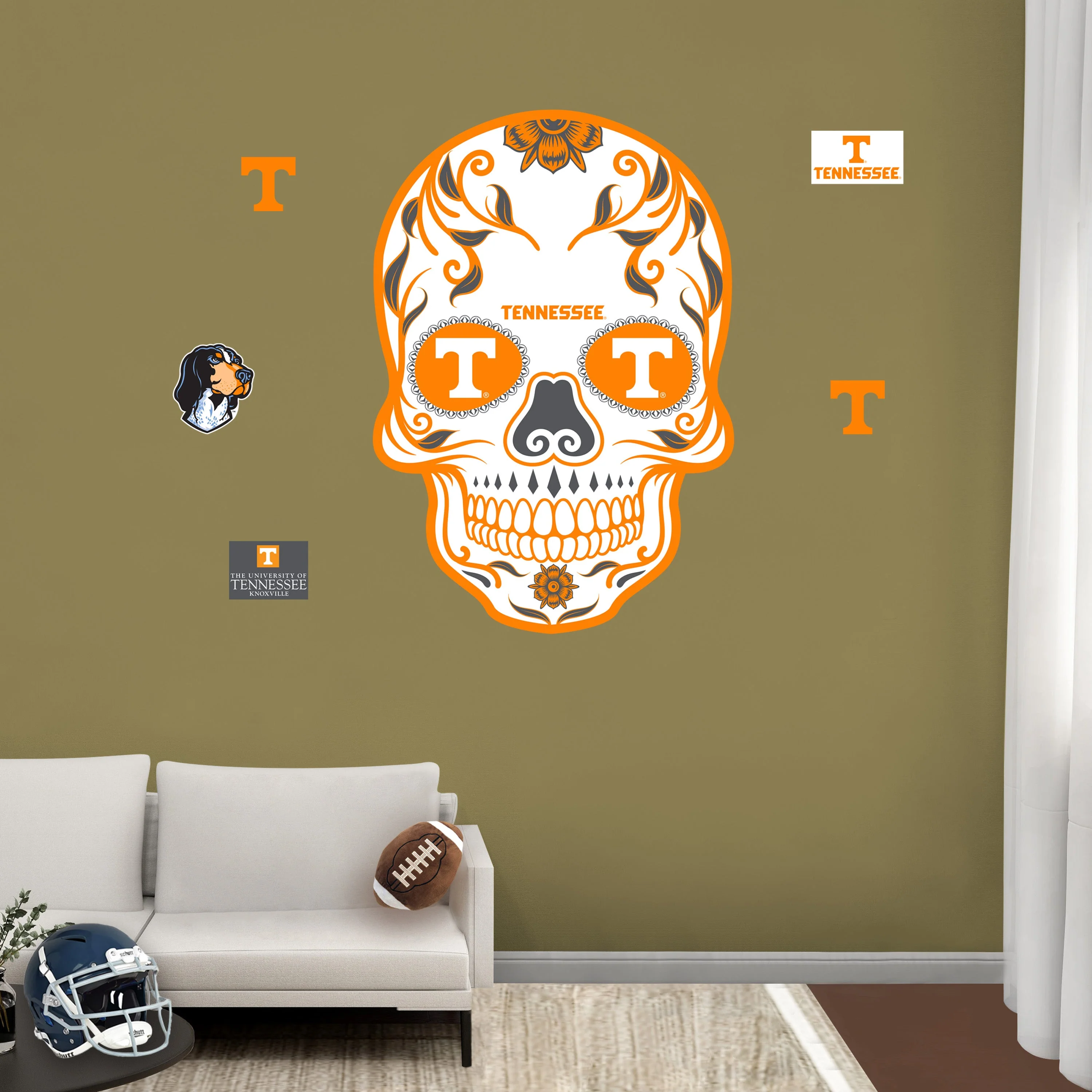 Tennessee Volunteers - RealBig Sugar Skull Collection - Official NCAA - Reusable Vinyl Wall Decals - Image 9