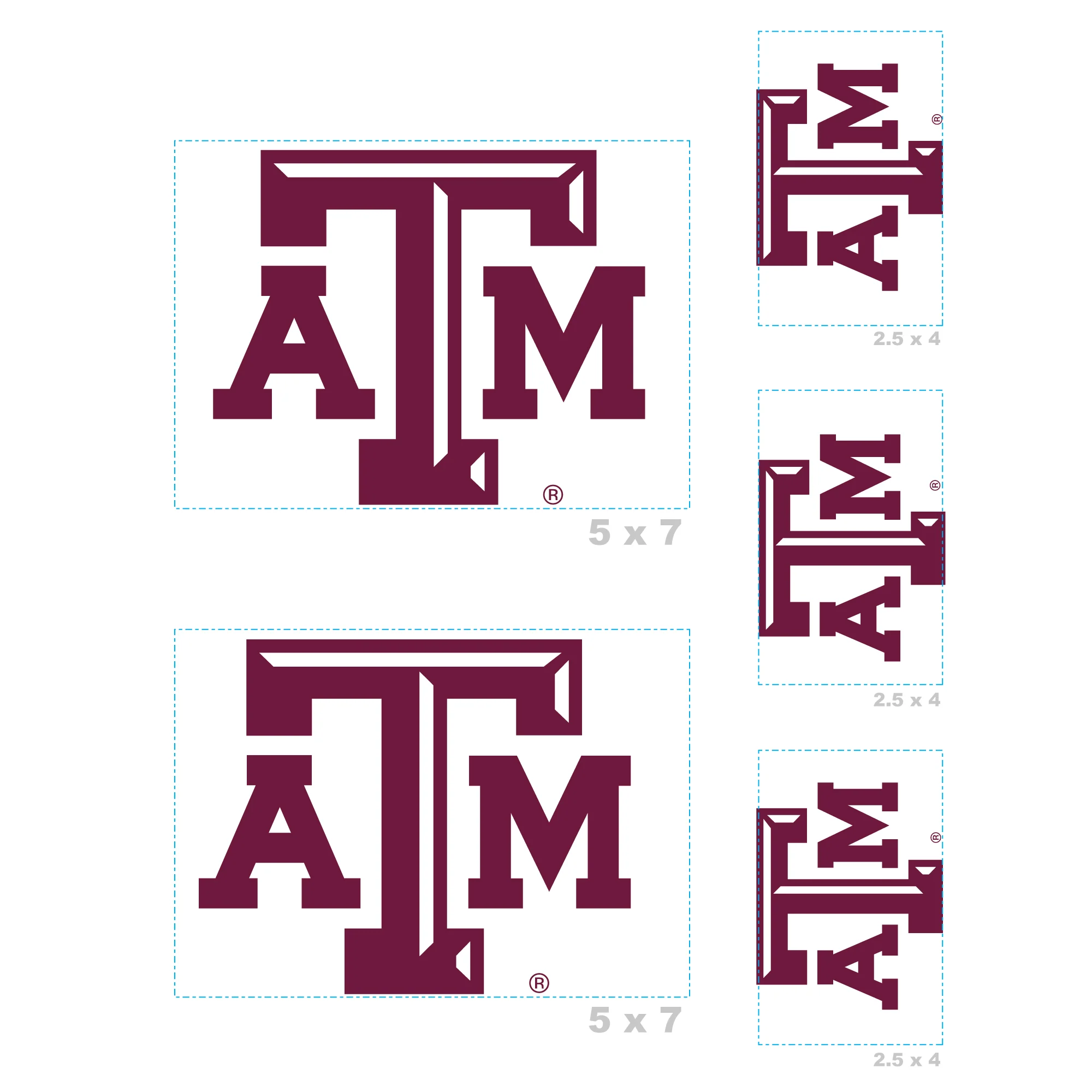 Texas A&M Aggies - 5 Logo Minis (Mixed Sizes) - Official NCAA - Reusable Vinyl Decals - Image 3