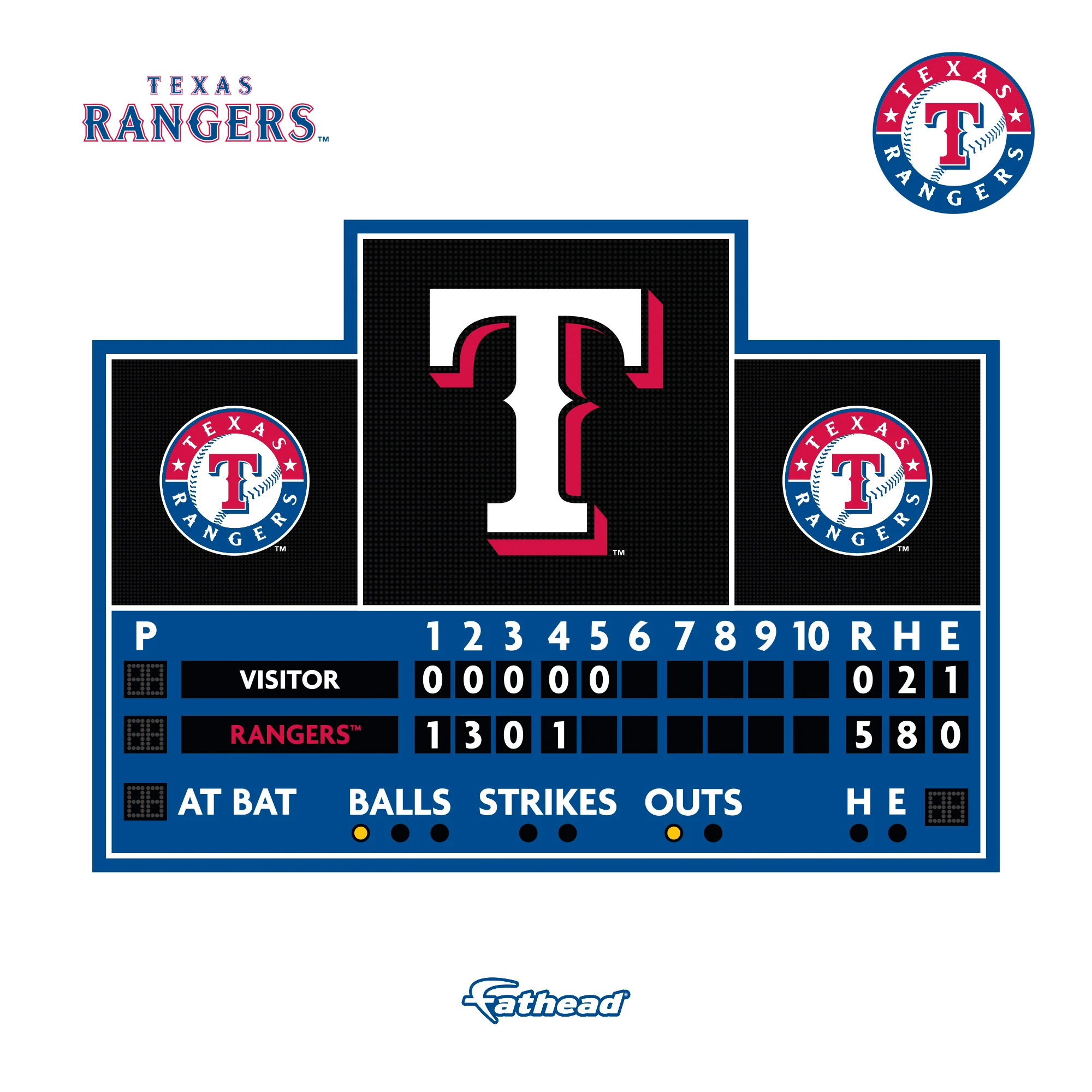 Texas Rangers - RealBig Scoreboard Collection - Official MLB - Reusable Vinyl Wall Decals - Image 6