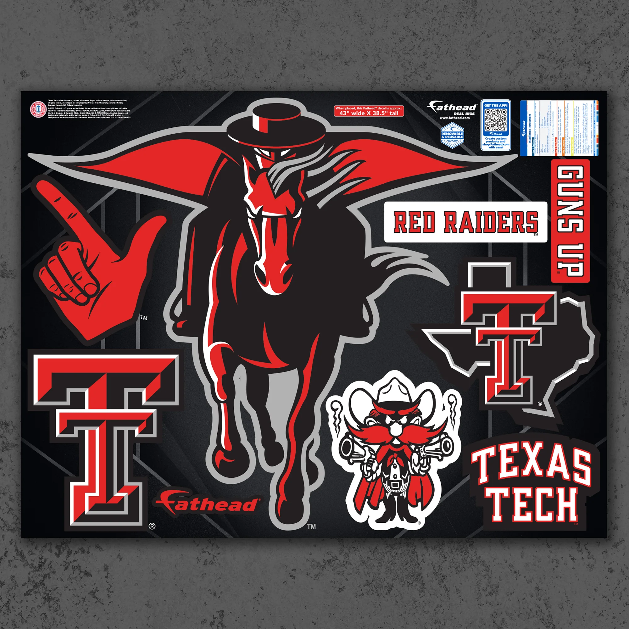 Texas Tech Red Raiders - RealBig Alternate Logo Collection - Official NCAA - Reusable Vinyl Wall Decals - Image 2