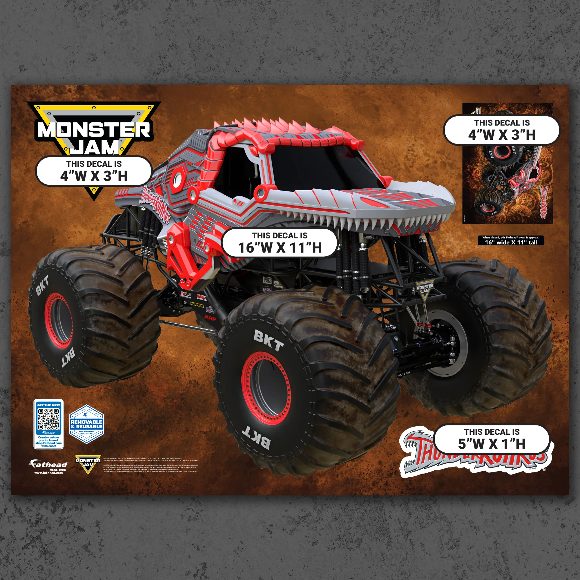 ThunderROARus - RealBig Collection - Official Monster Jam - Reusable Vinyl Wall Decals - Image 8