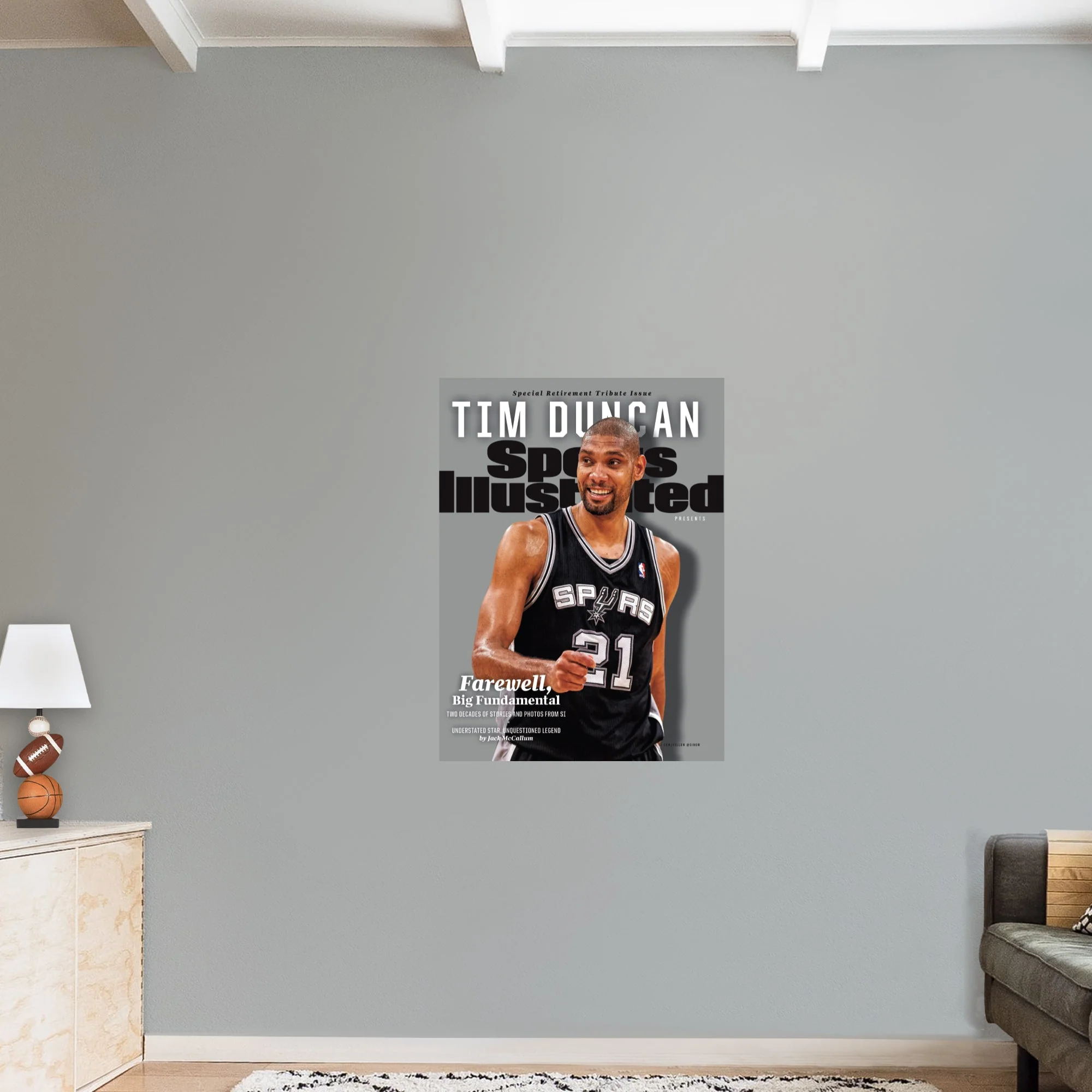 Tim Duncan - August 2016 Retirement Tribute Sports Illustrated Cover - Peel & Stick Poster - Official NBA - San Antonio Spurs - Reusable Vinyl Wall Decal - Image 4