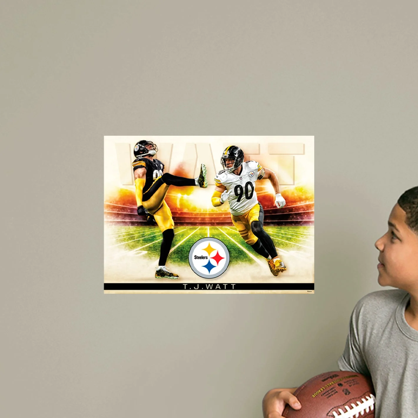 T.J. Watt - Icon Series - Peel & Stick Poster - Official NFL - Pittsburgh Steelers - Reusable Vinyl Wall Decal - Image 5