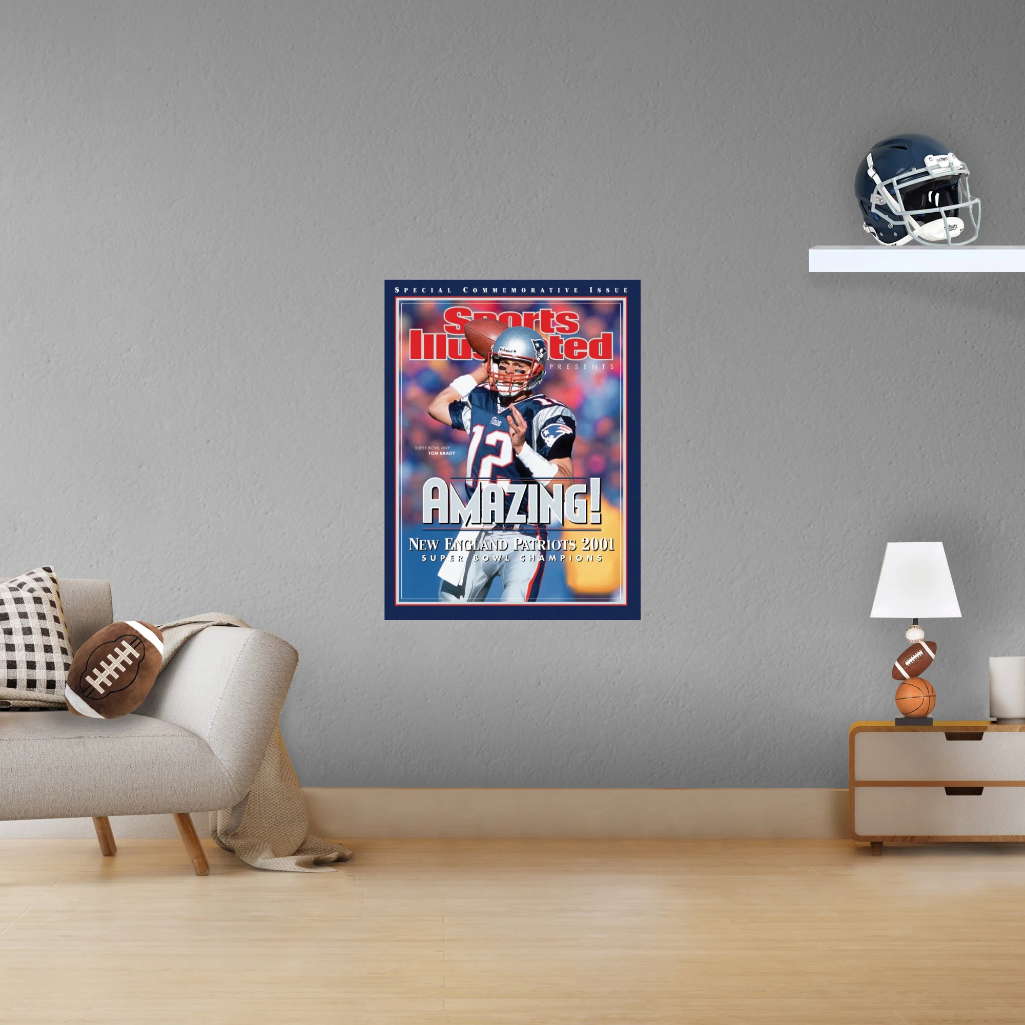 Tom Brady - February 2002 Sports Illustrated Cover - Peel & Stick Poster - Official NFL - New England Patriots - Reusable Vinyl Wall Decal - Image 4