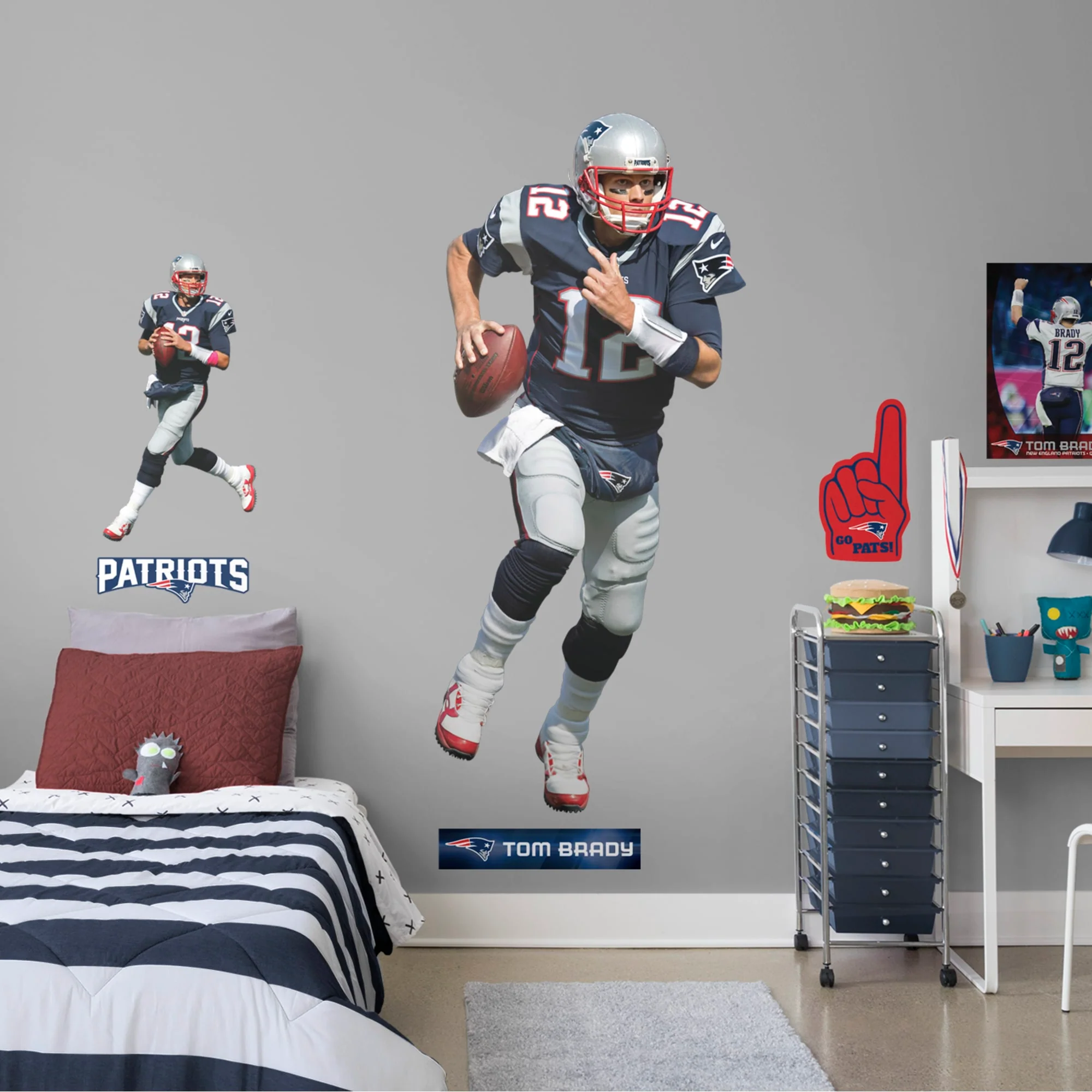 Tom Brady No. 12 - RealBig Collection - Official NFL - New England Patriots - Reusable Vinyl Wall Decals - Image 2