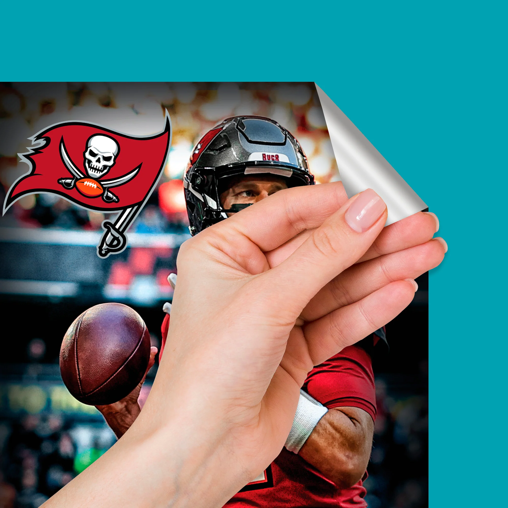 Tom Brady - RealBig Game Face Collection - Official NFL - Tampa Bay Buccaneers - Reusable Vinyl Wall Decals - Image 4