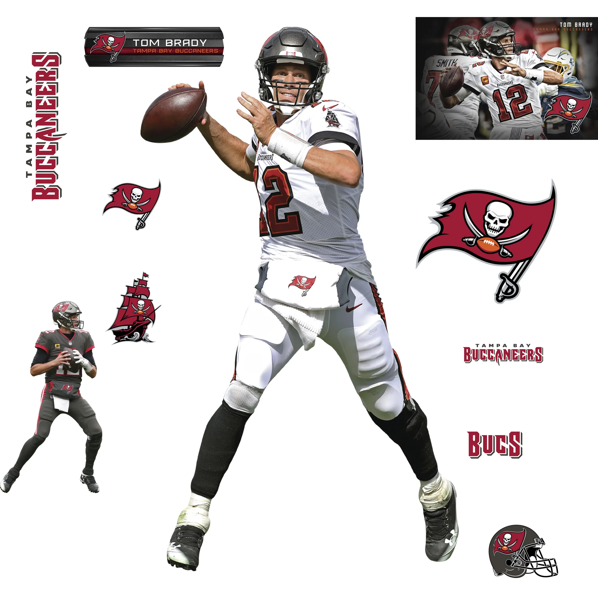 Tom Brady - RealBig Pass Collection - Official NFL - Reusable Vinyl Wall Decals - Image 2