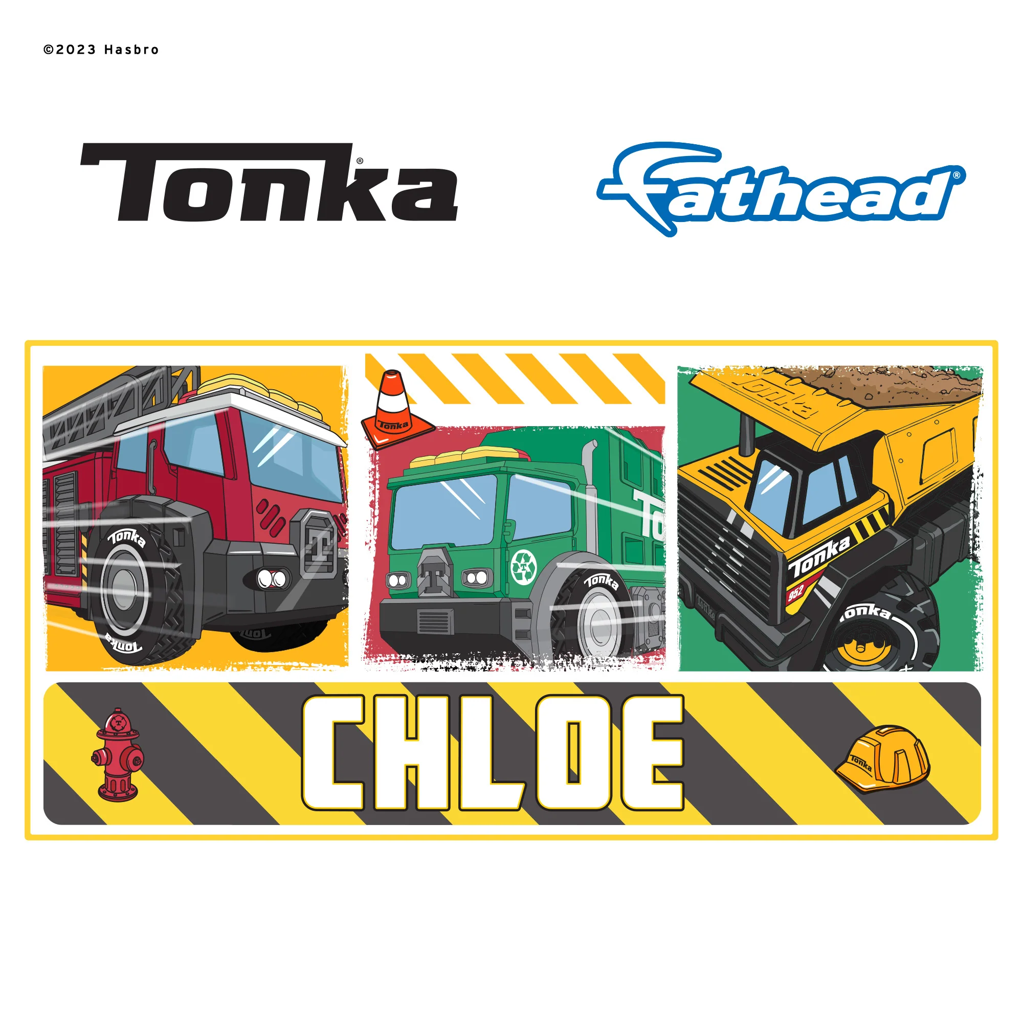 Tonka - RealBig Fire, Garbage & Dump Trucks Collection - Official Hasbro - Reusable Vinyl Wall Decals - Image 2